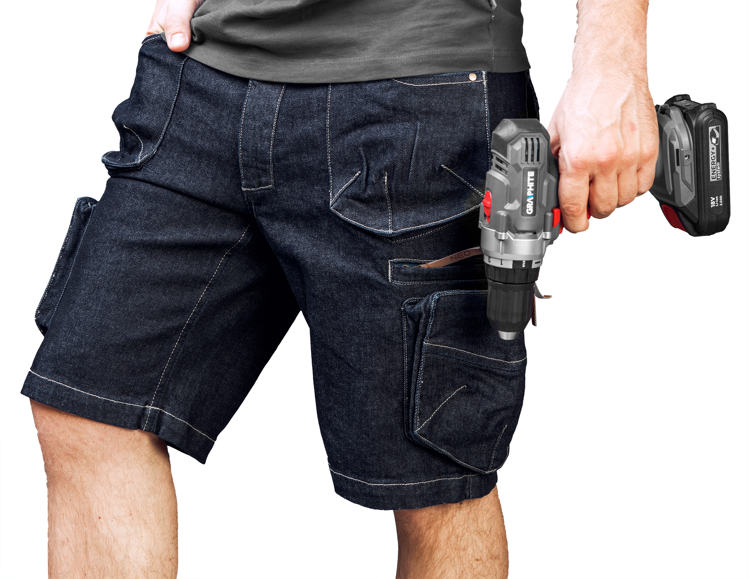 Krótkie spodenki robocze męskie niebieskie Denim r. XL/54 NEO TOOLS - 7
