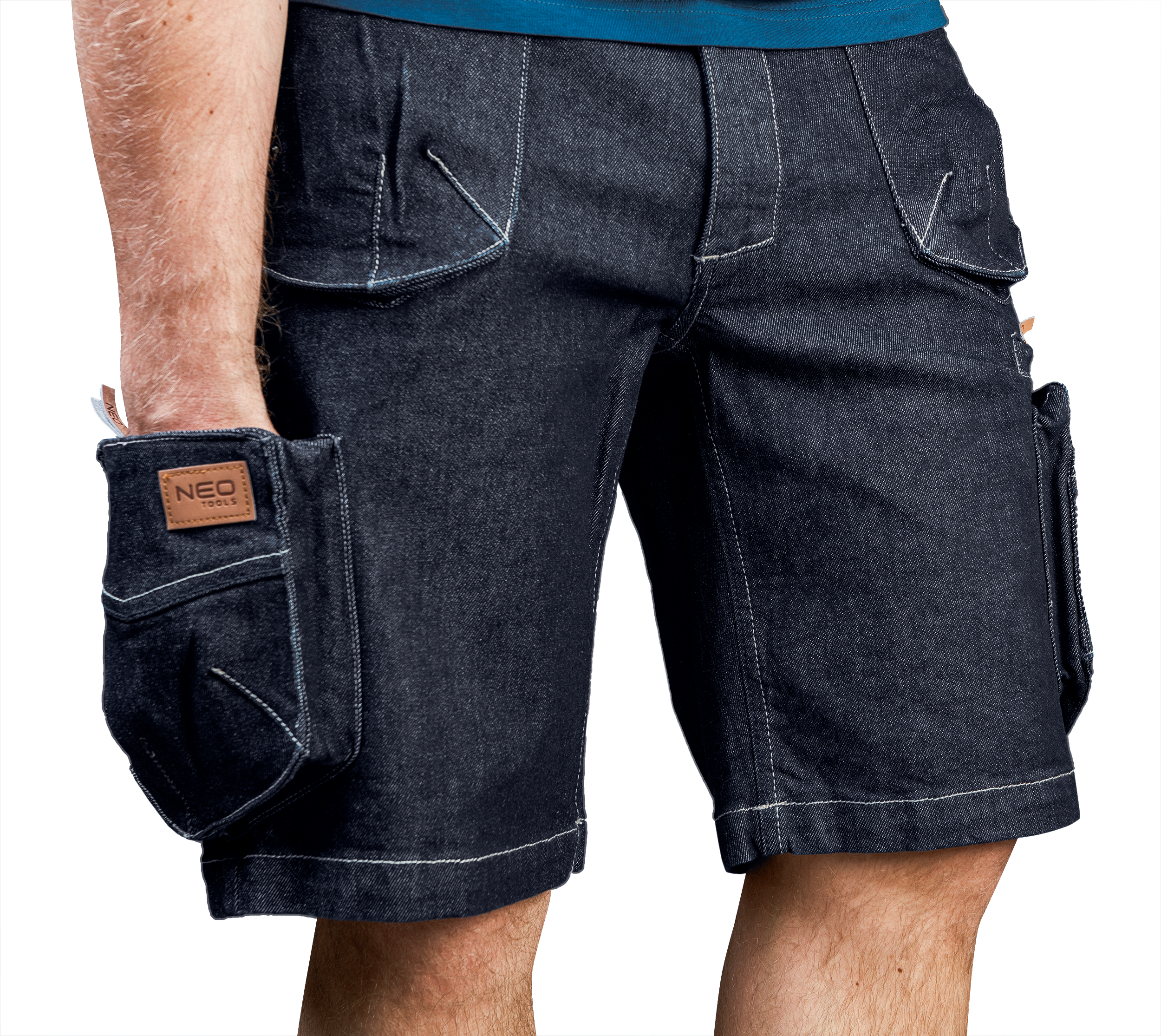 Krótkie spodenki robocze męskie niebieskie Denim r. XL/54 NEO TOOLS - 6