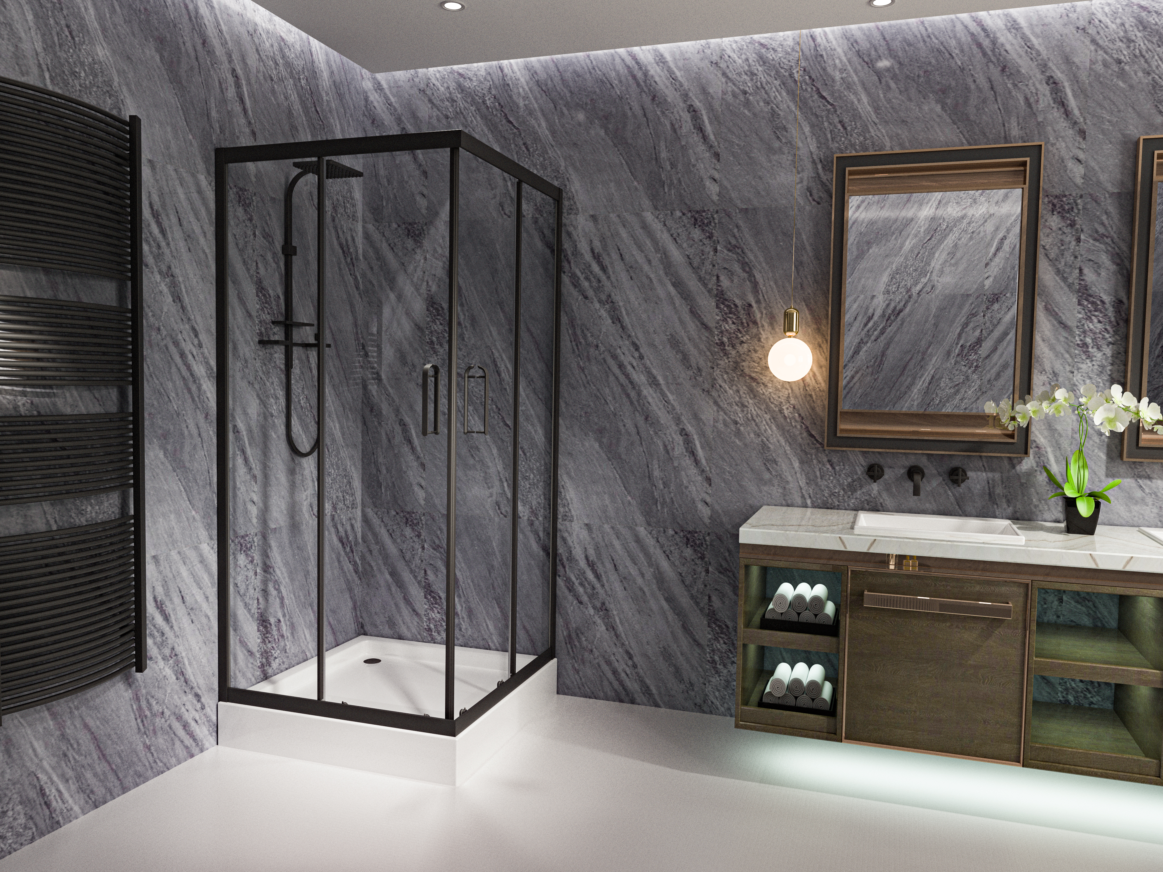Kabina prysznicowa Regnum Black 80 x 80 x 195 Bravat - 2