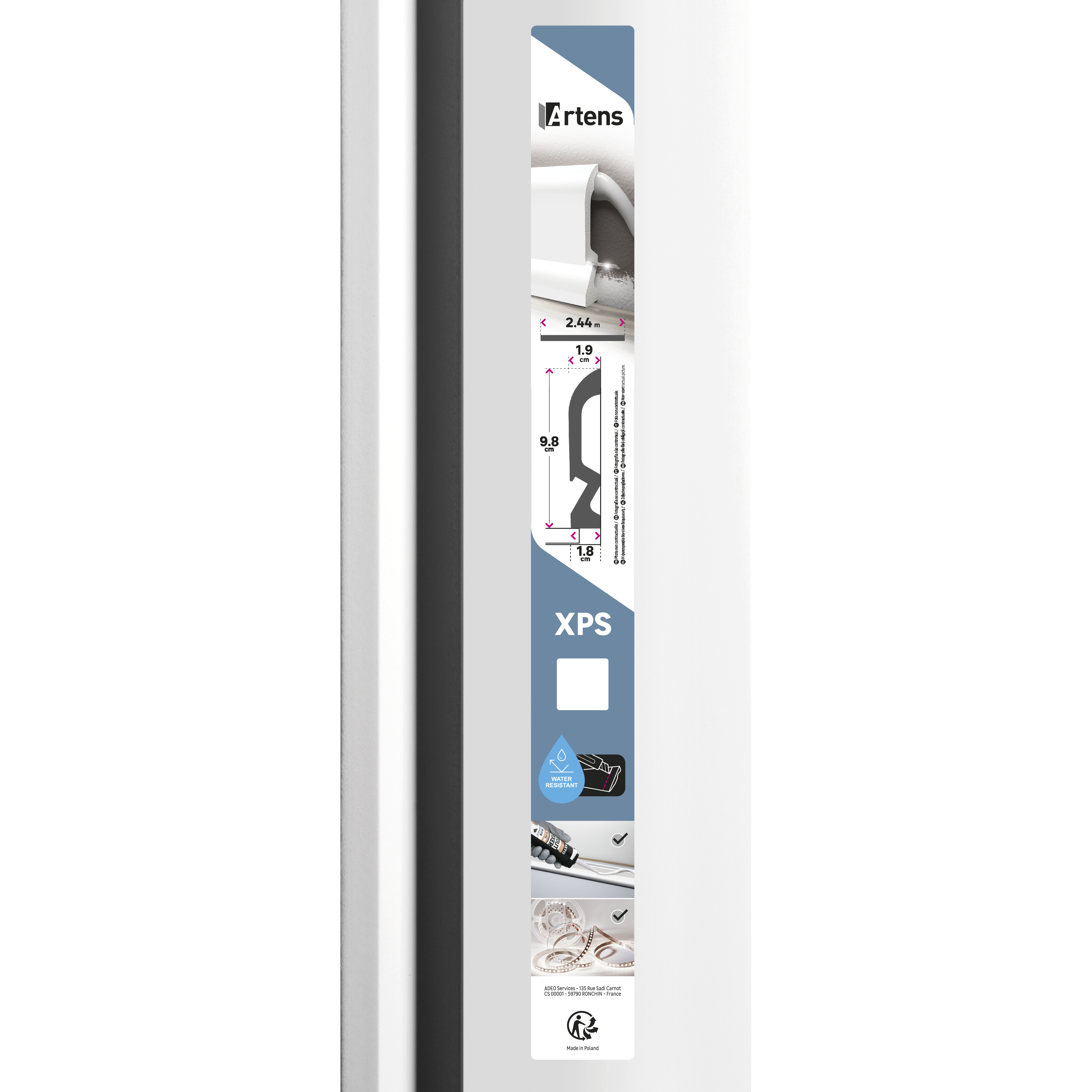 Listwa przypodłogowa XPS LED S  9.8 cm Biała Cezar - 8