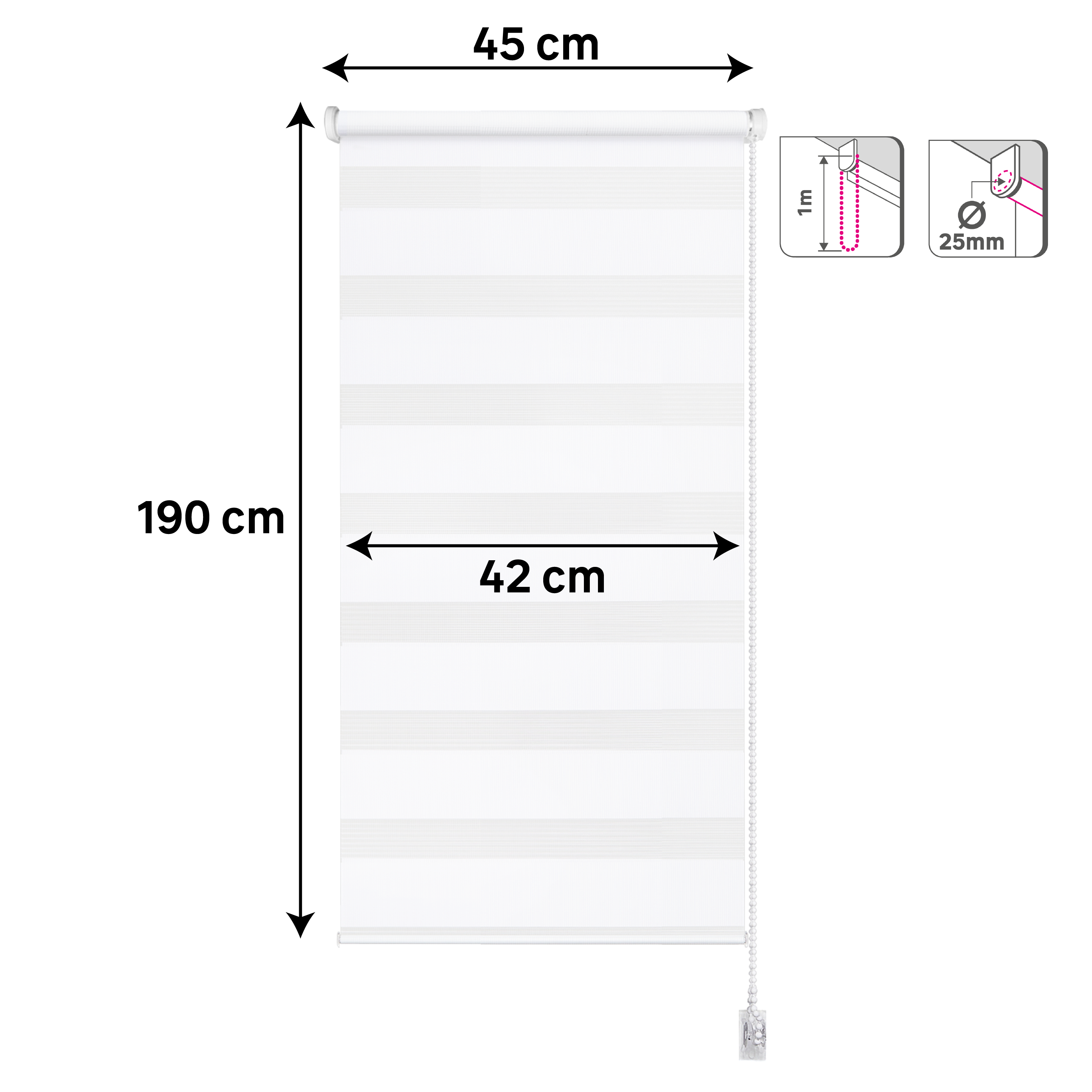 Store enrouleur jour/nuit Rumba blanc, l.45 x H.190 cm, INSPIRE - 4