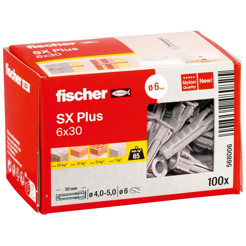 100 tacos para material macizo FISCHER SX Plus ø6 mm y L.30 mm - 18