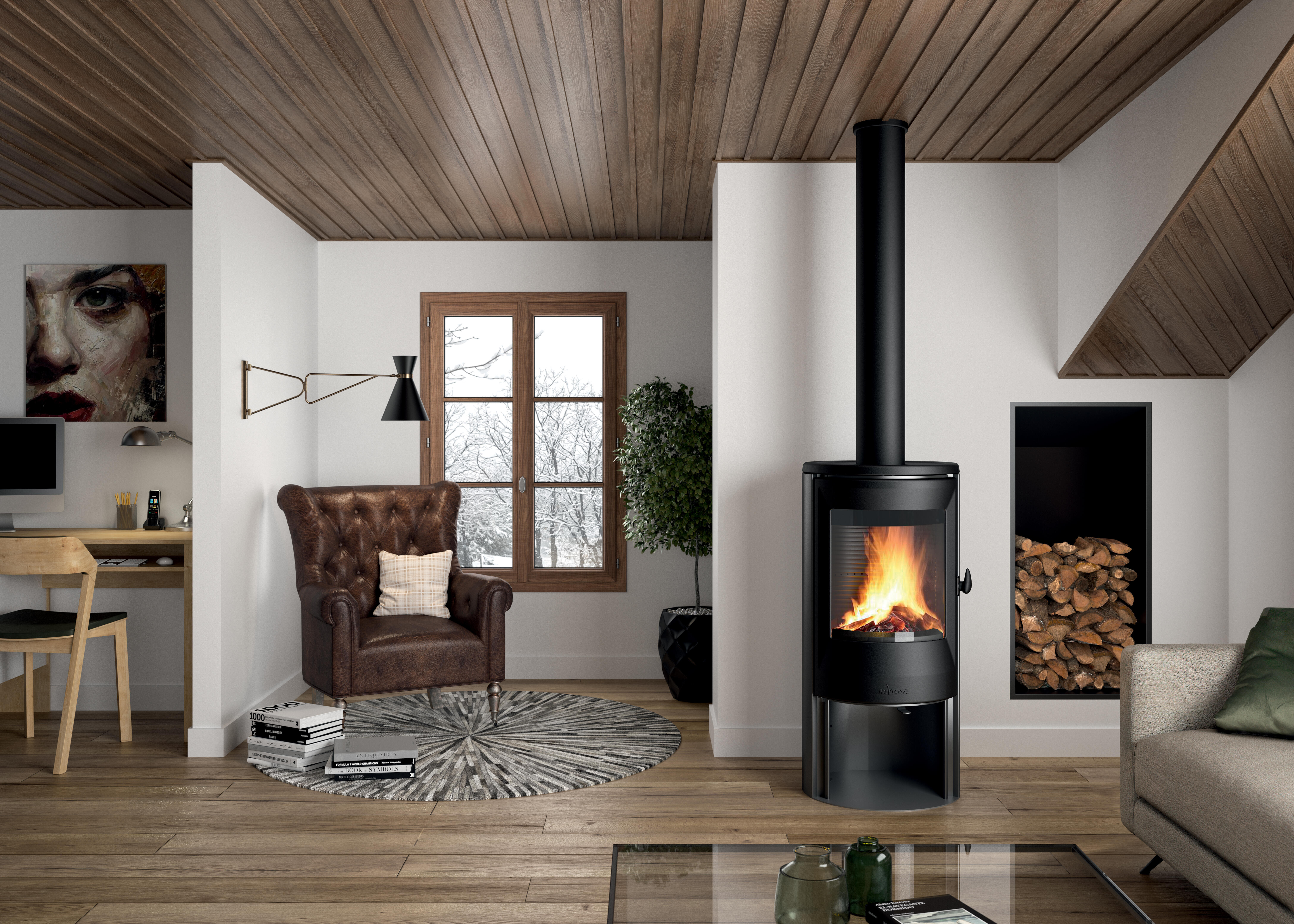 Poêle à bois INVICTA Neosen noir, 8 kW - 2