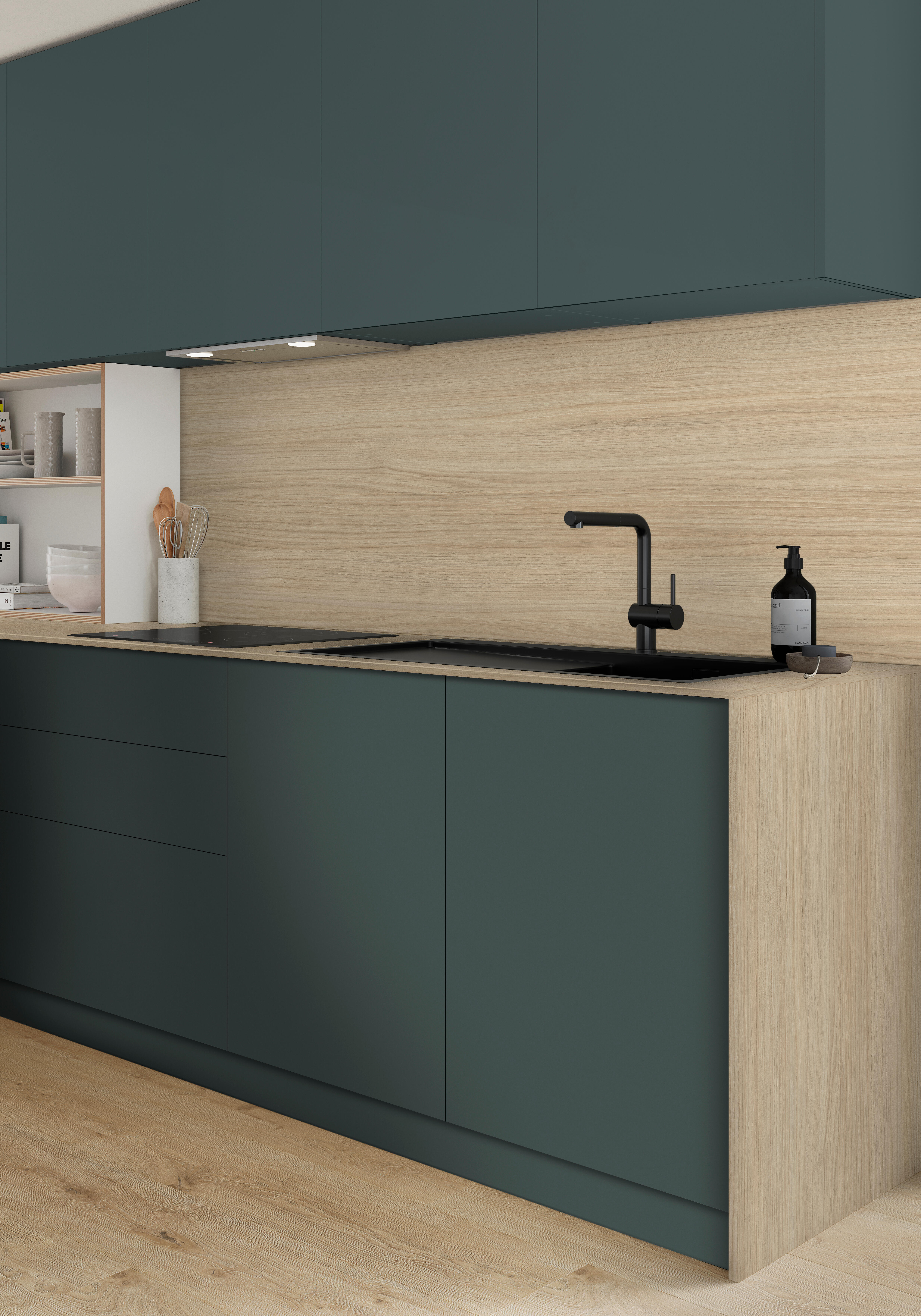 Encimera de cocina laminada compacta Tokyo roble lecer mate 360x63 cm espesor 13mm - 4