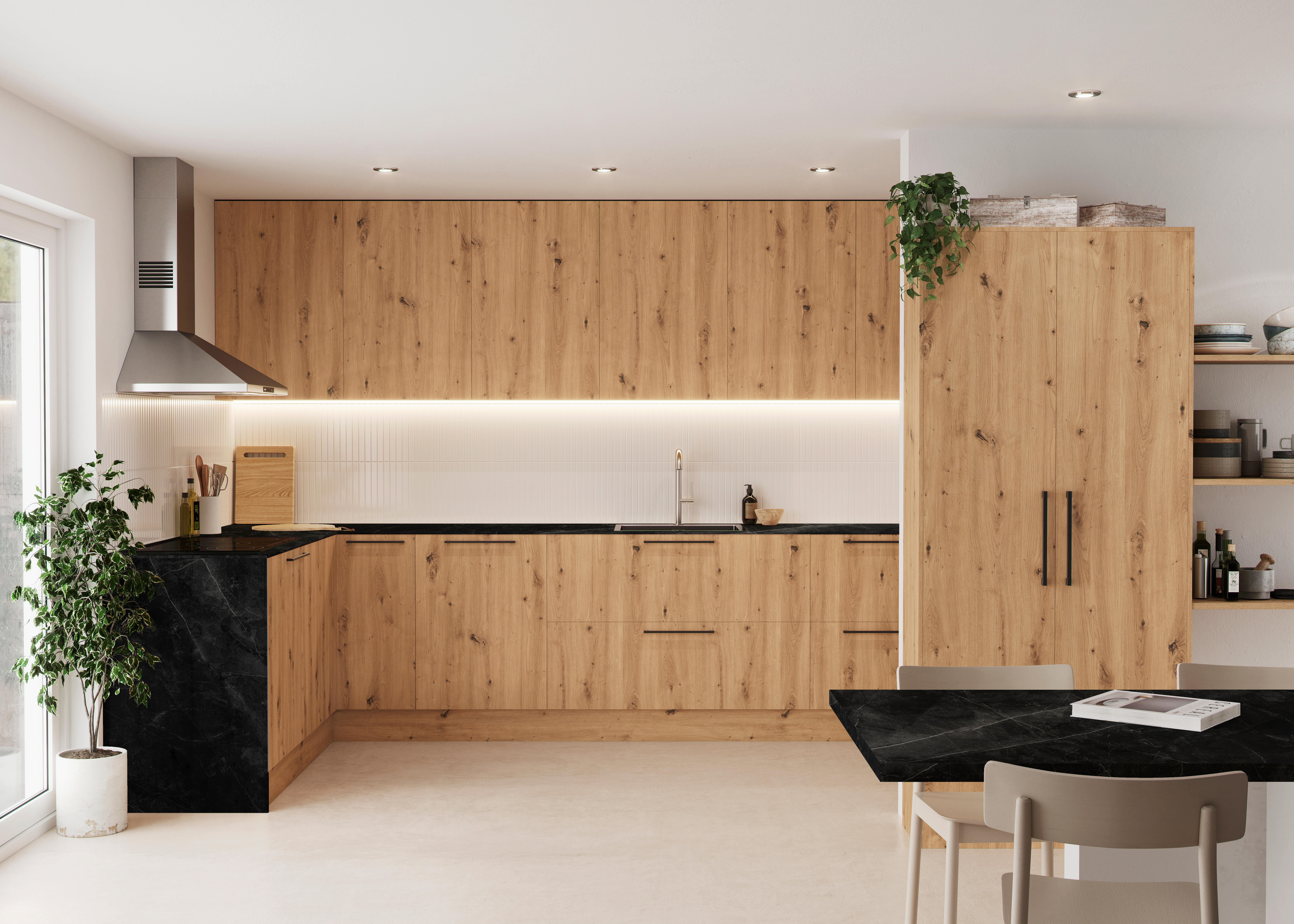 Encimera de cocina laminada compacta Milos marmol hades 360x63 cm espesor 13mm - 9