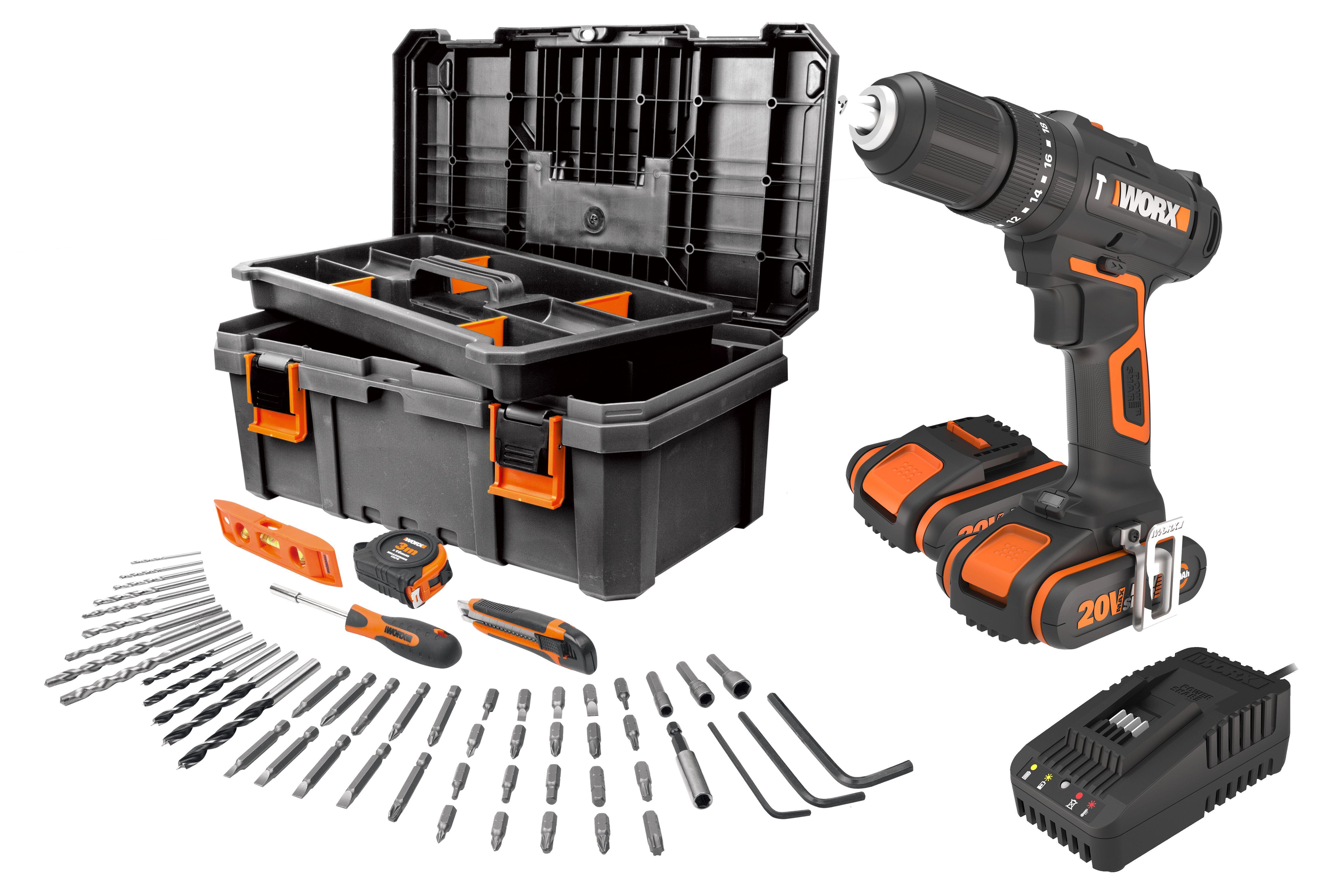 Taladro percutor a batería WORX 20V Brushless - 2 baterias - Maletín - POWERSHARE - 2