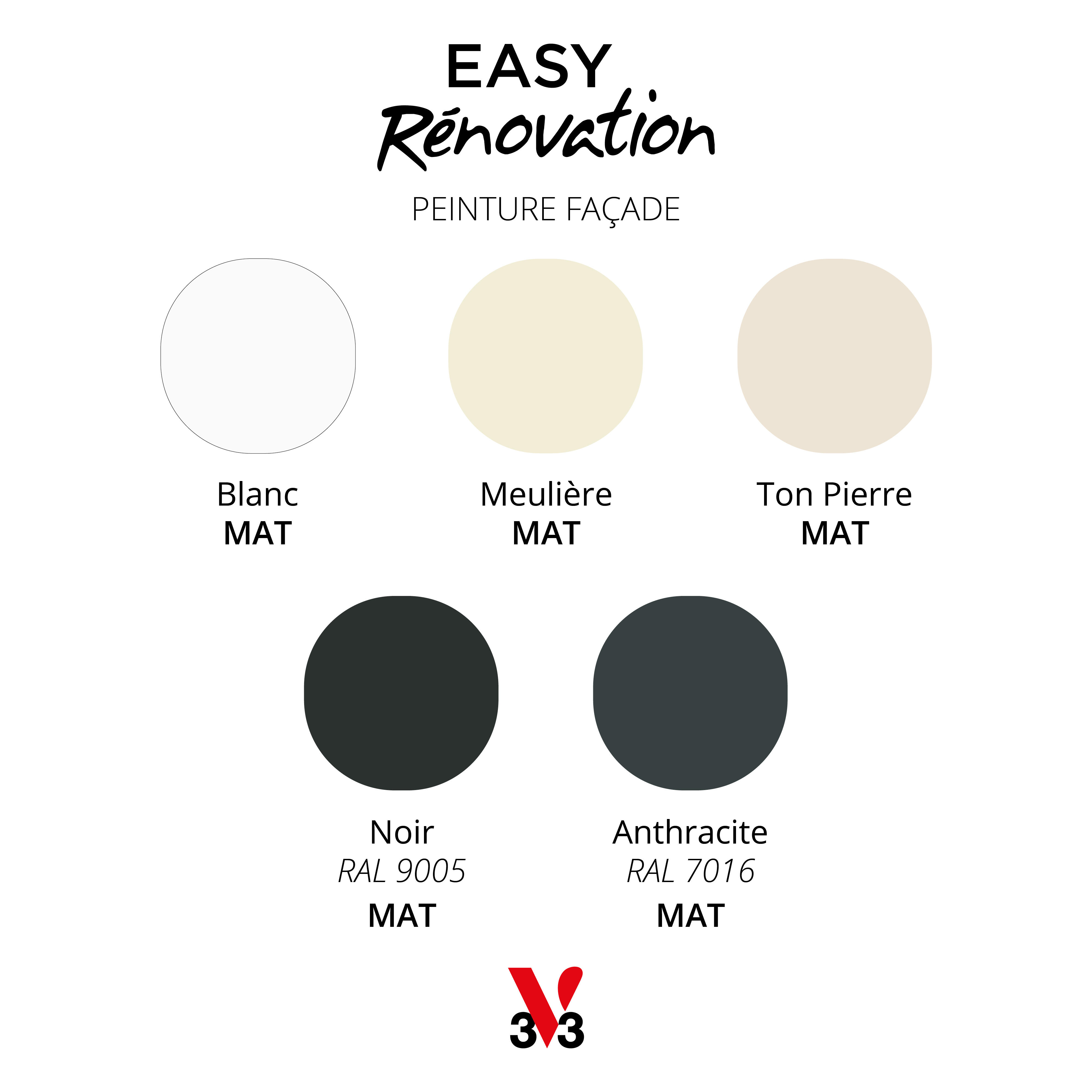 Peinture extérieure façade Easy rénovation V33 blanc mat 2.5L - 2