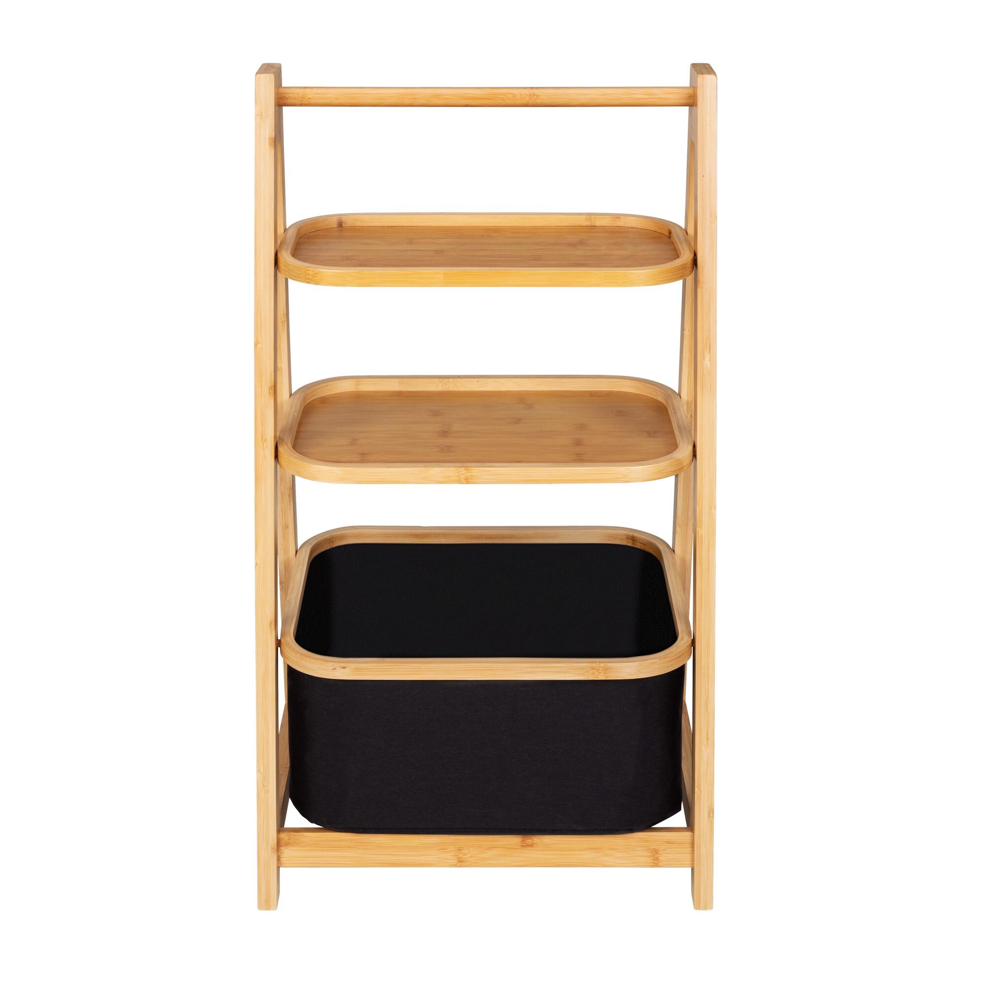 Estante para el baño de bambú negro ecori 44x33x80cm