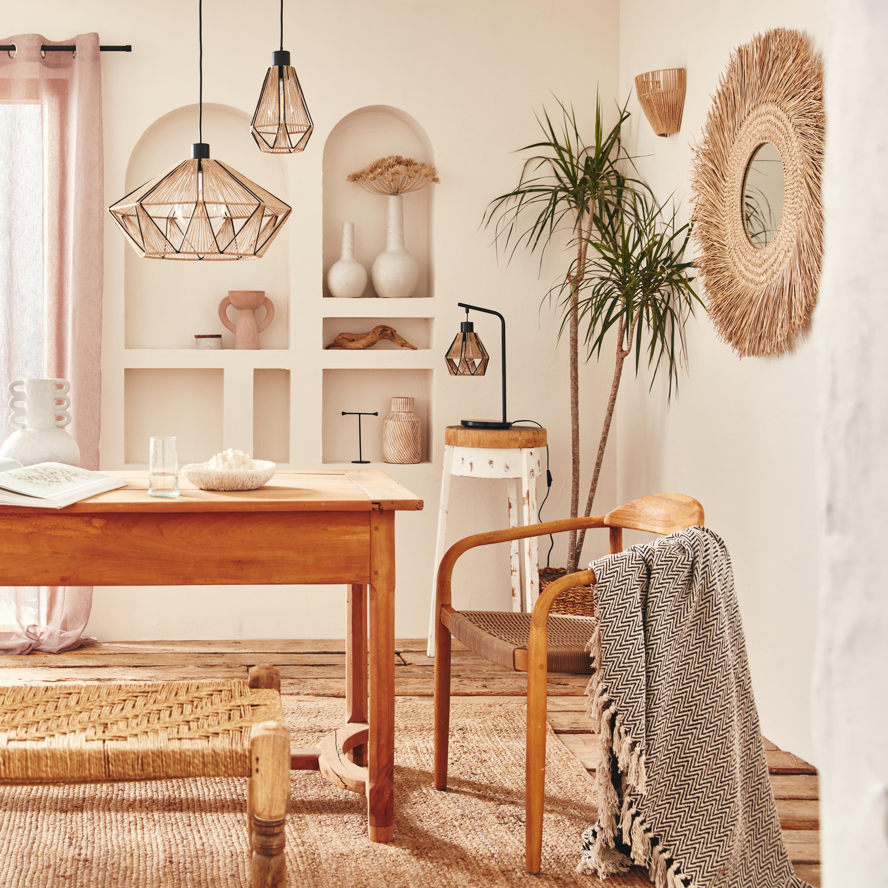 Applique murale E14, fer / papier, beige, Mikona, INSPIRE - 5