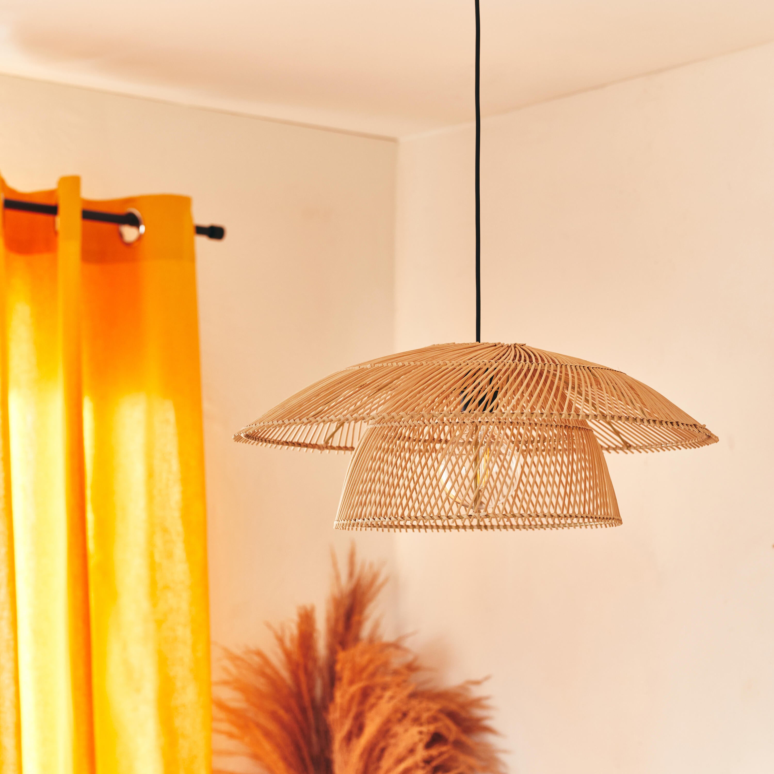 Lampadario Natura Banili beige paralume trasparente E27 Ø54cm INSPIRE - 7