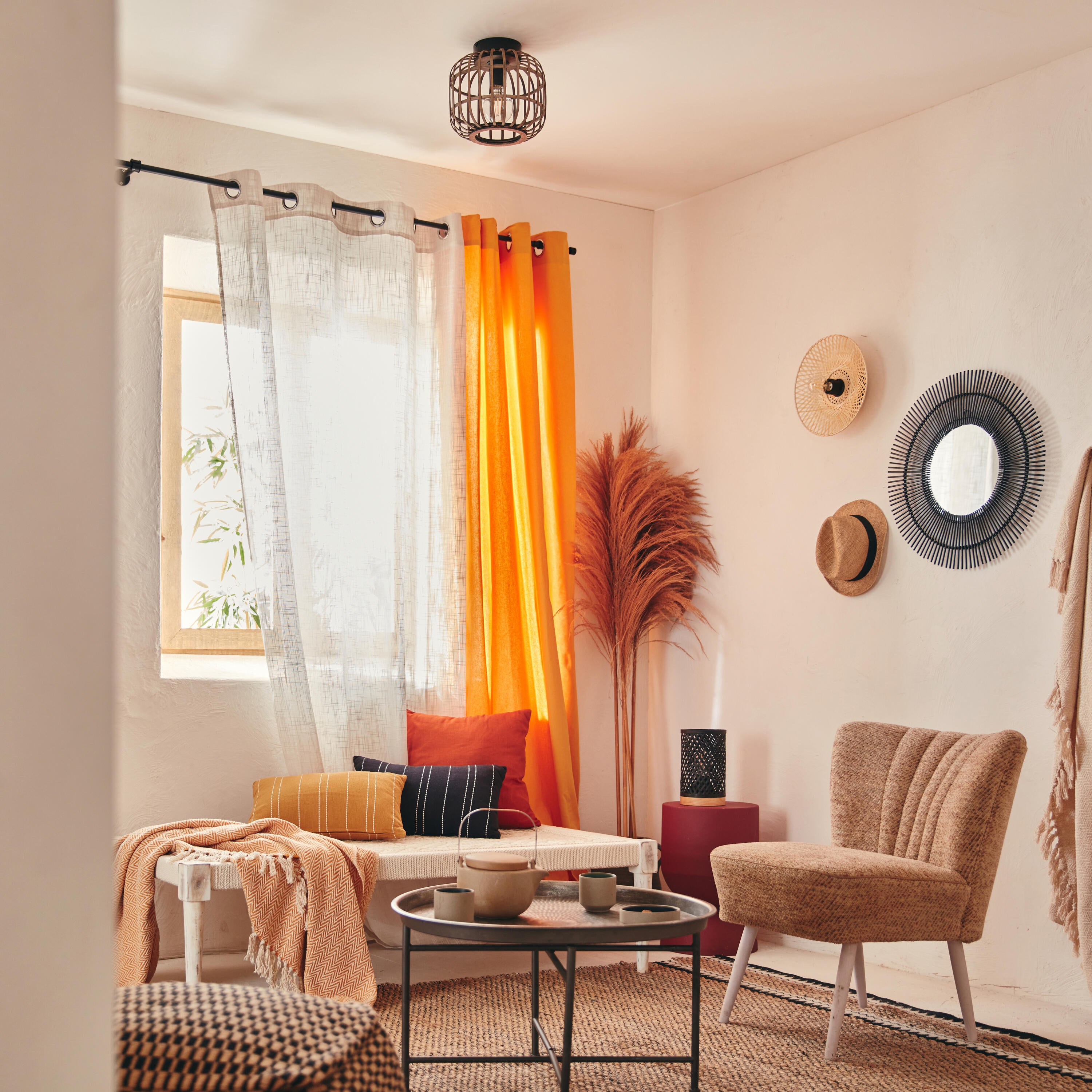 Candeeiro de mesa 23 cm 1 luz bambo preto Inspire Ninon - 25