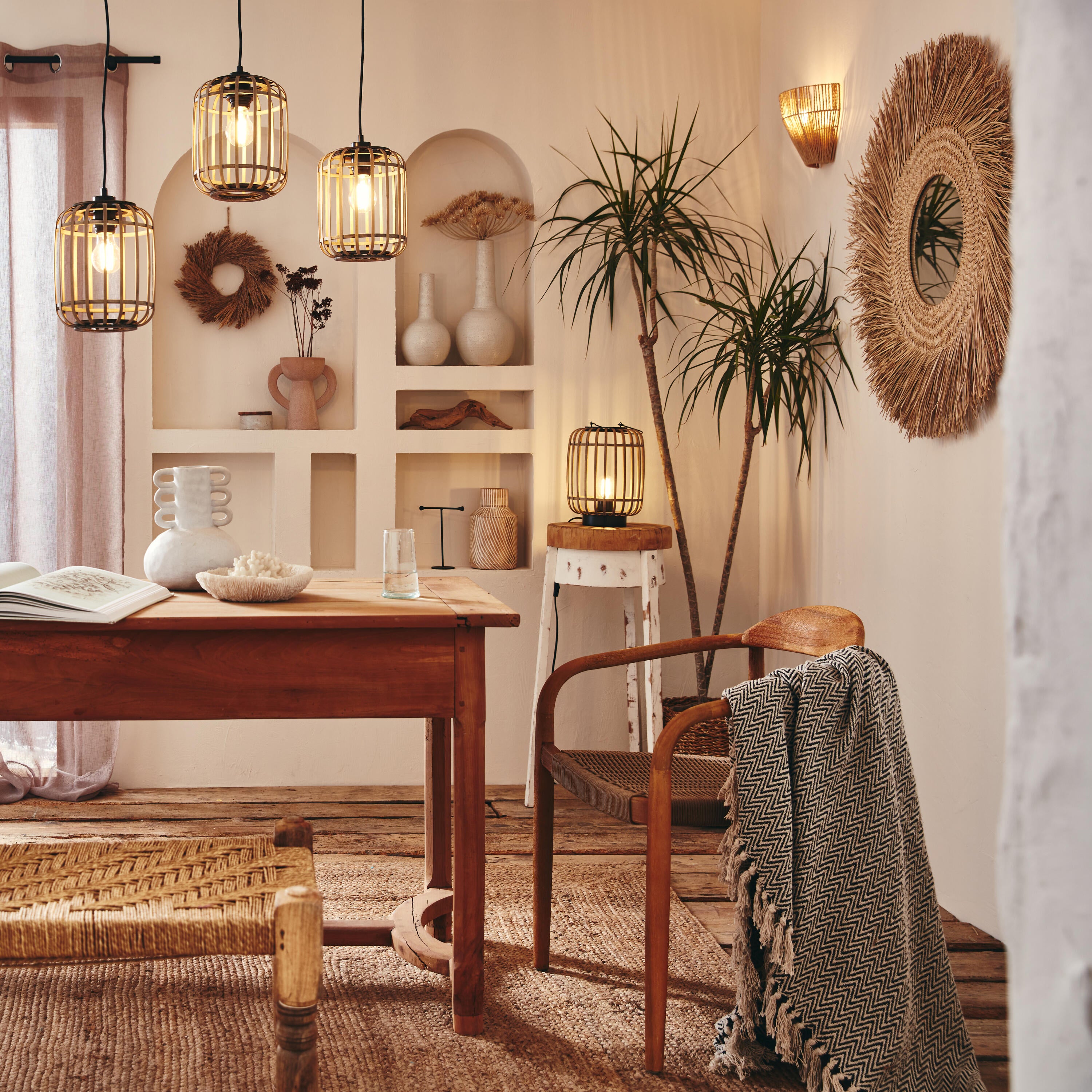 Applique murale E14, fer / papier, beige, Mikona, INSPIRE - 6