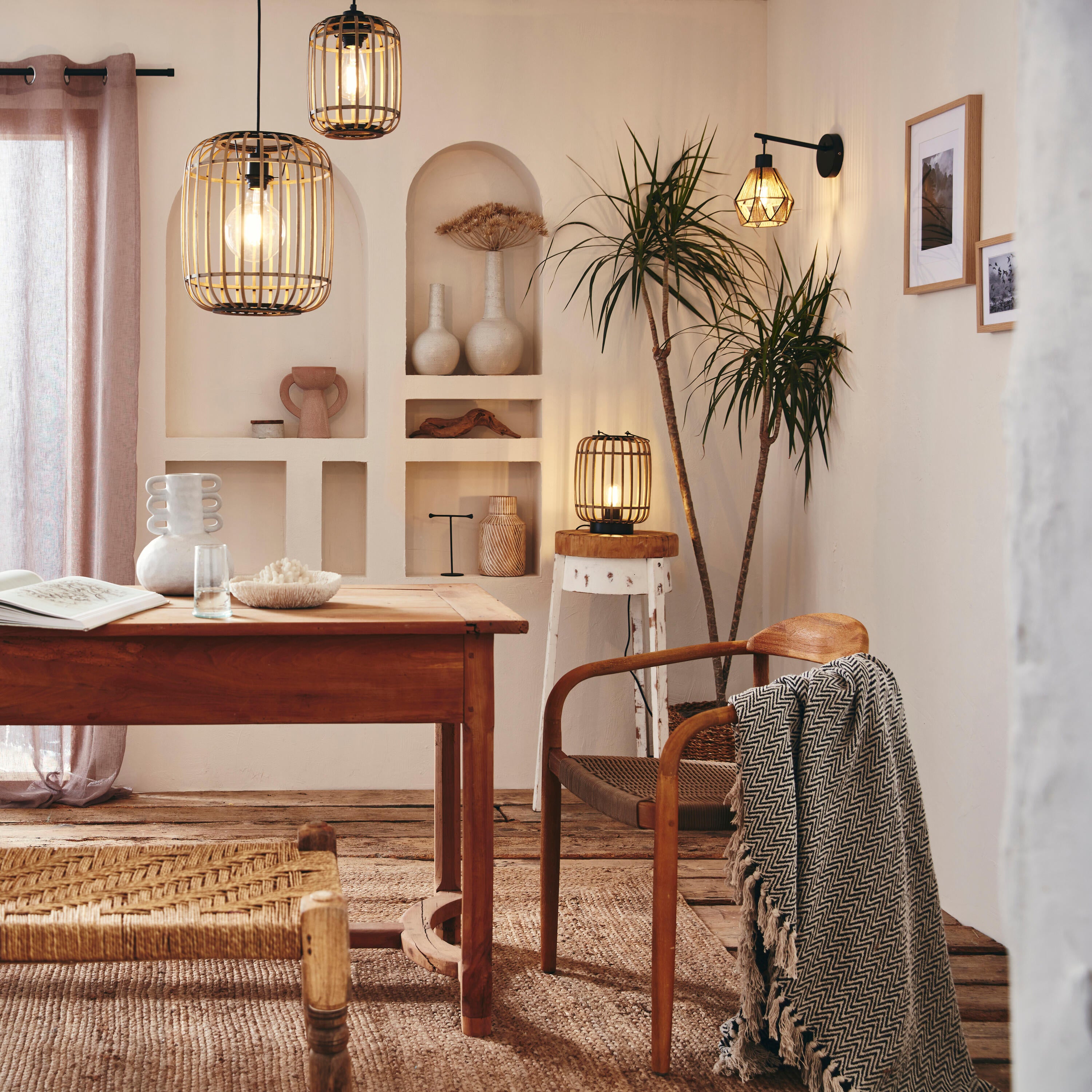 Lampa stołowa Manihi czarna bambus E27 33 cm Inspire - 8