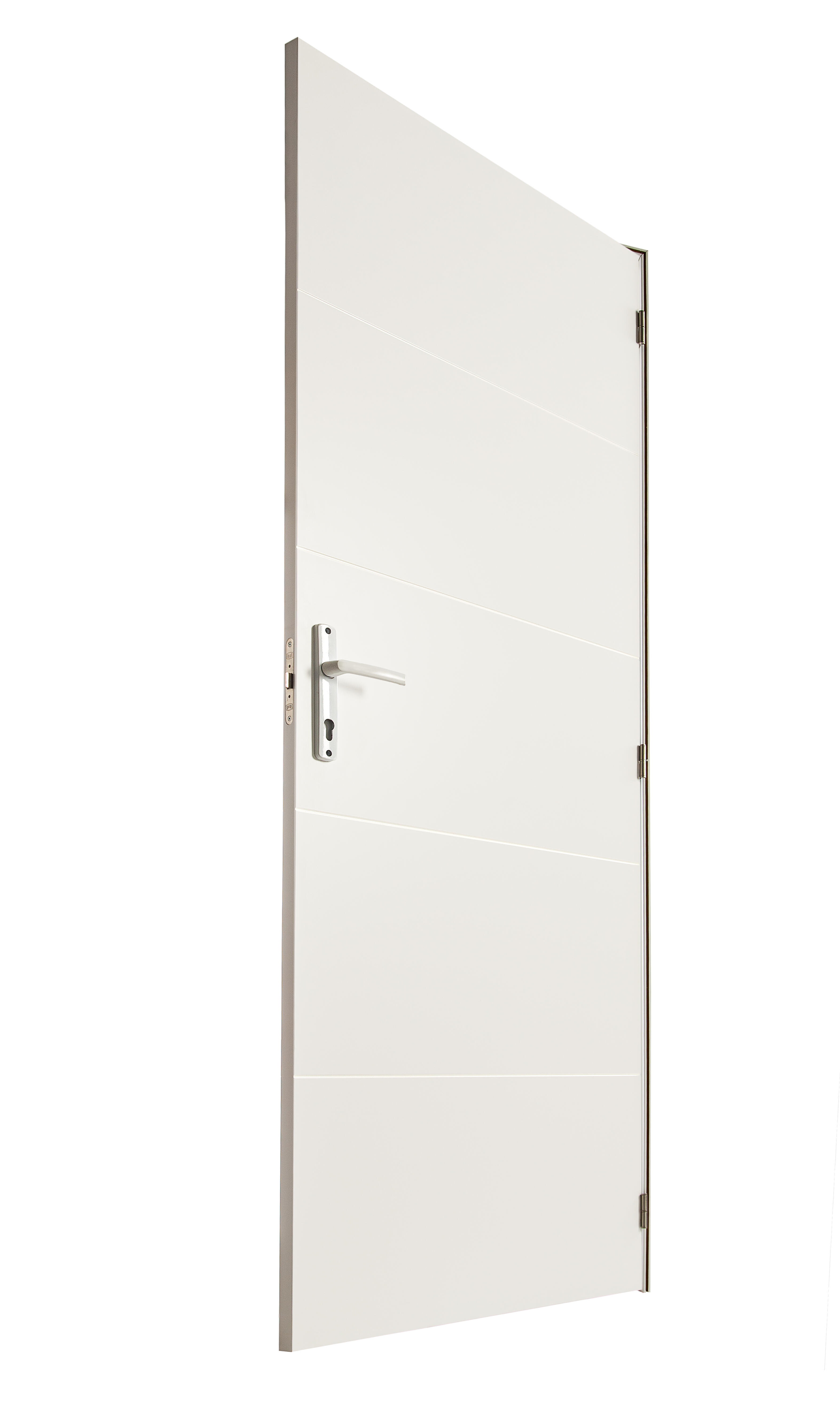 Puerta de interior abatible ciega maciza acabado lacado Line Lucerna Blanco apertura izquierda cerco de 7x3 anchura 72.5 cm - 2