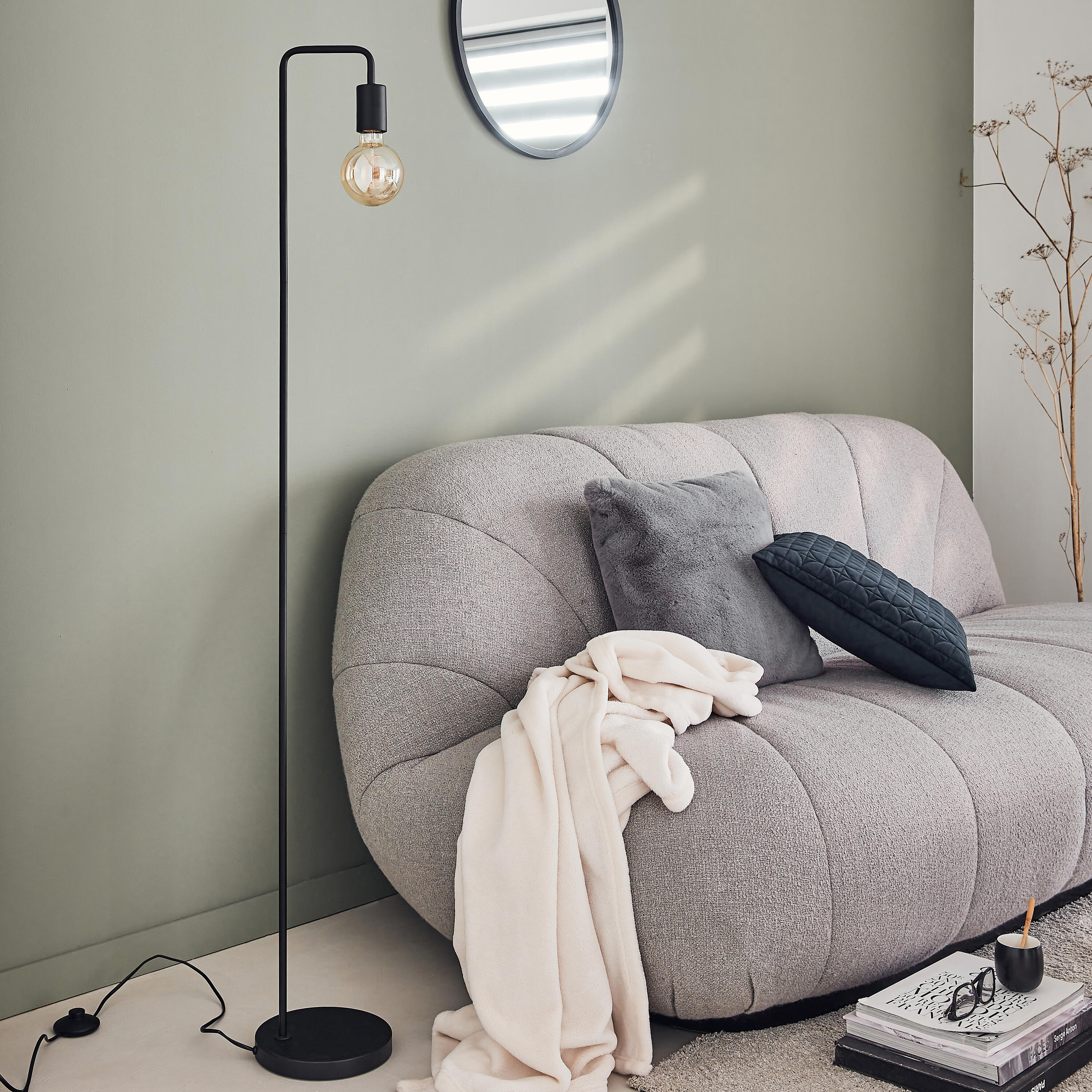 Candeeiro de pé Lina E27 149cm preto Inspire - 5