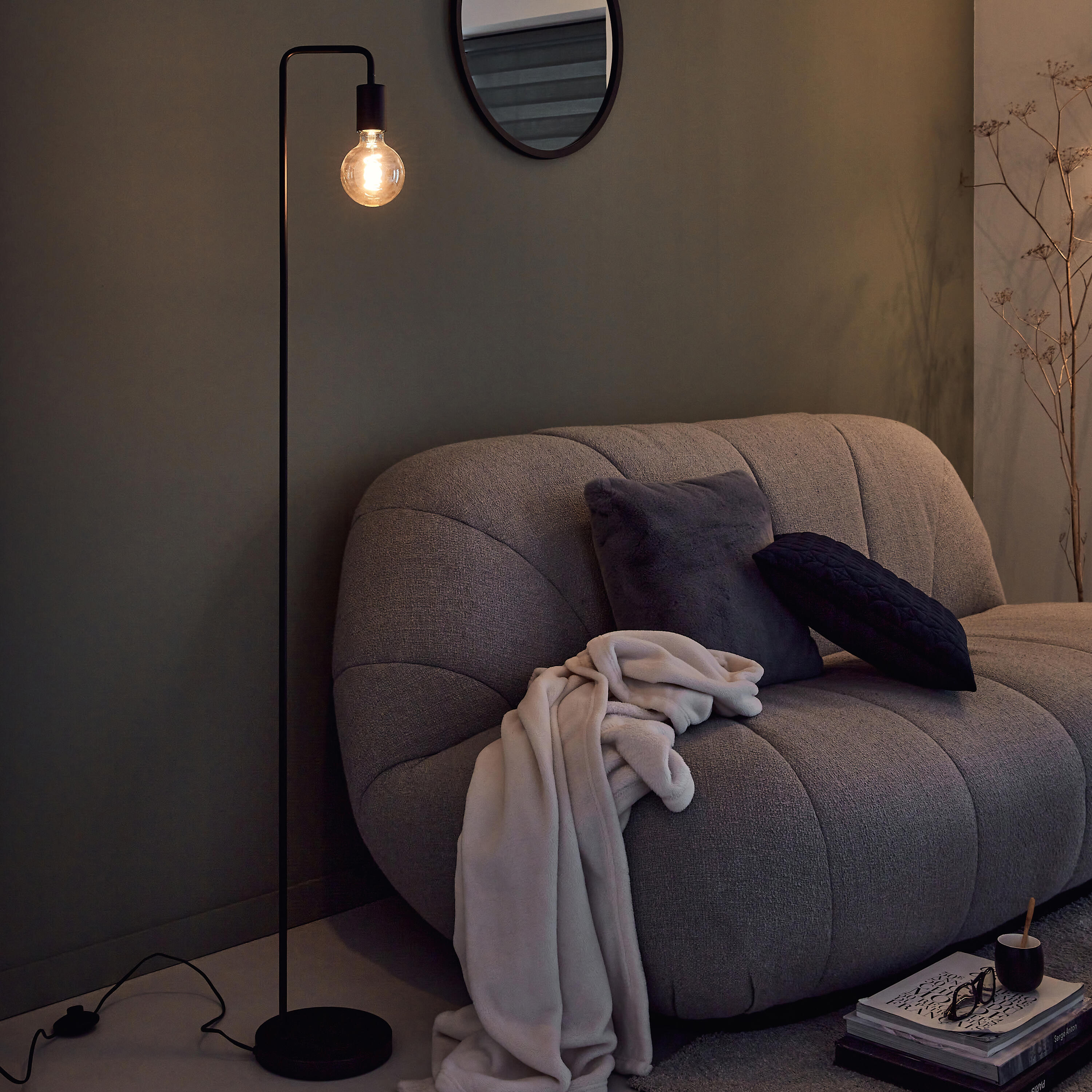 Candeeiro de pé Lina E27 149cm preto Inspire - 4