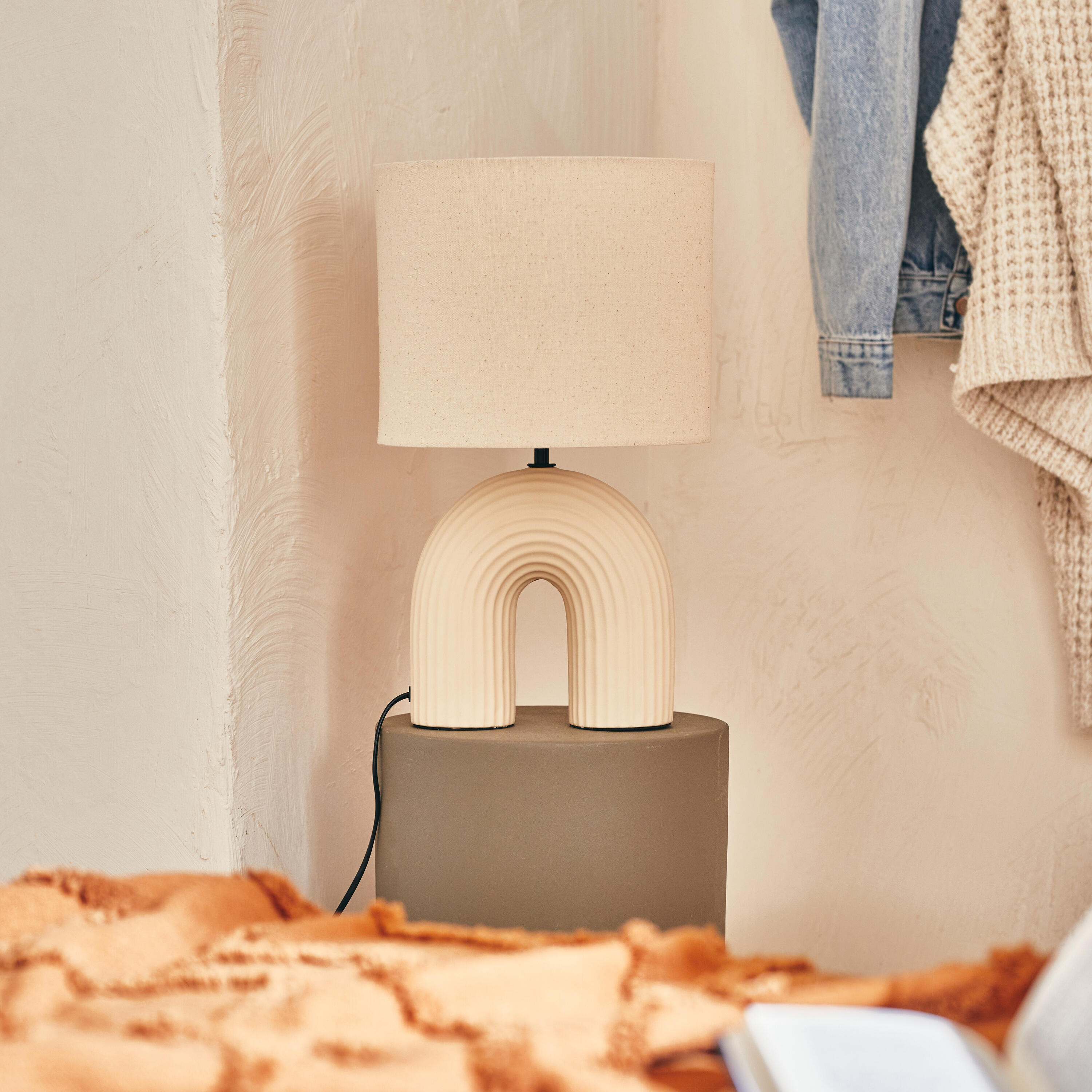 Lampe Vaska, céramique, crème, H.41 cm INSPIRE, E27 - 5