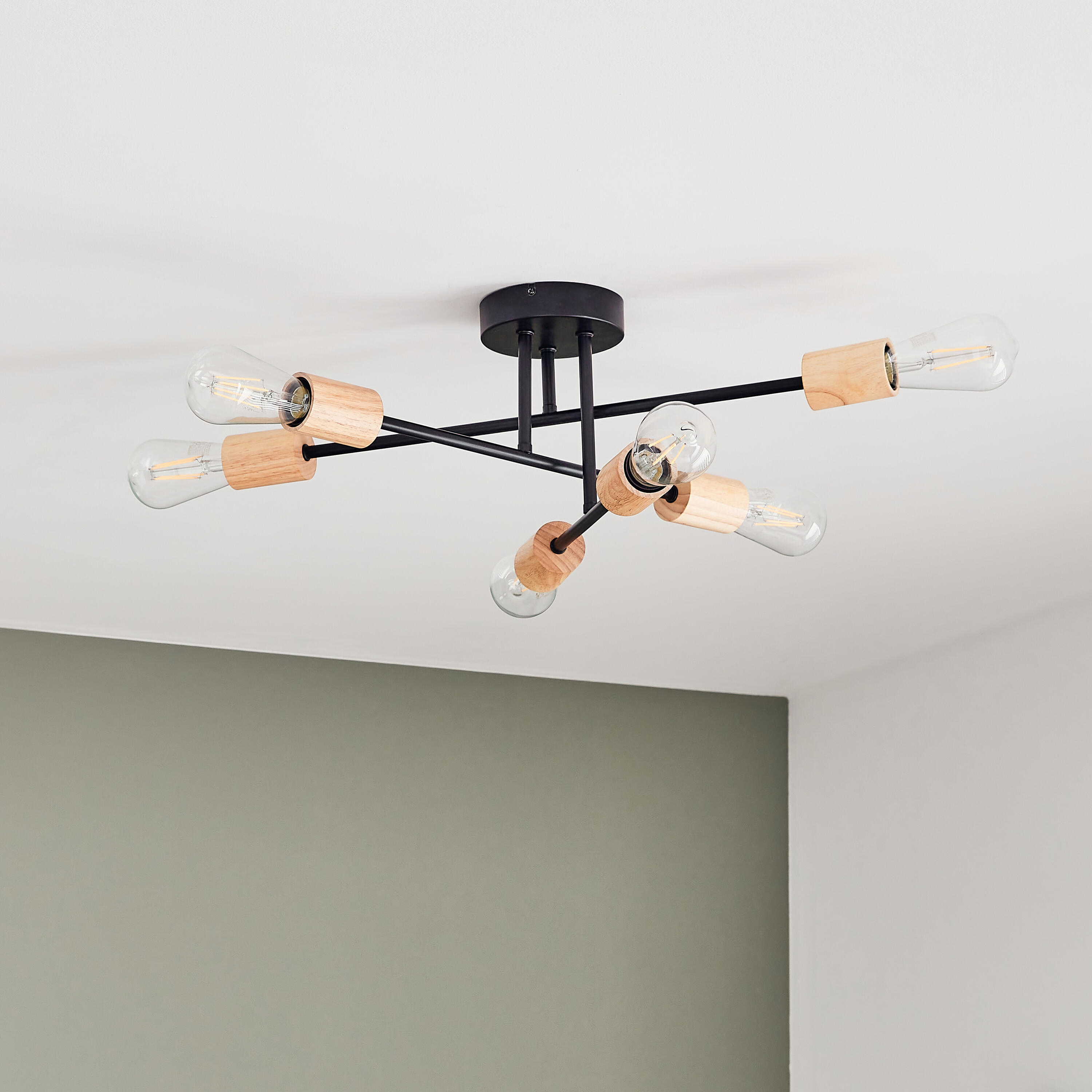 Lampa sufitowa Lina czarna bambus 6 x E27 Inspire - 5