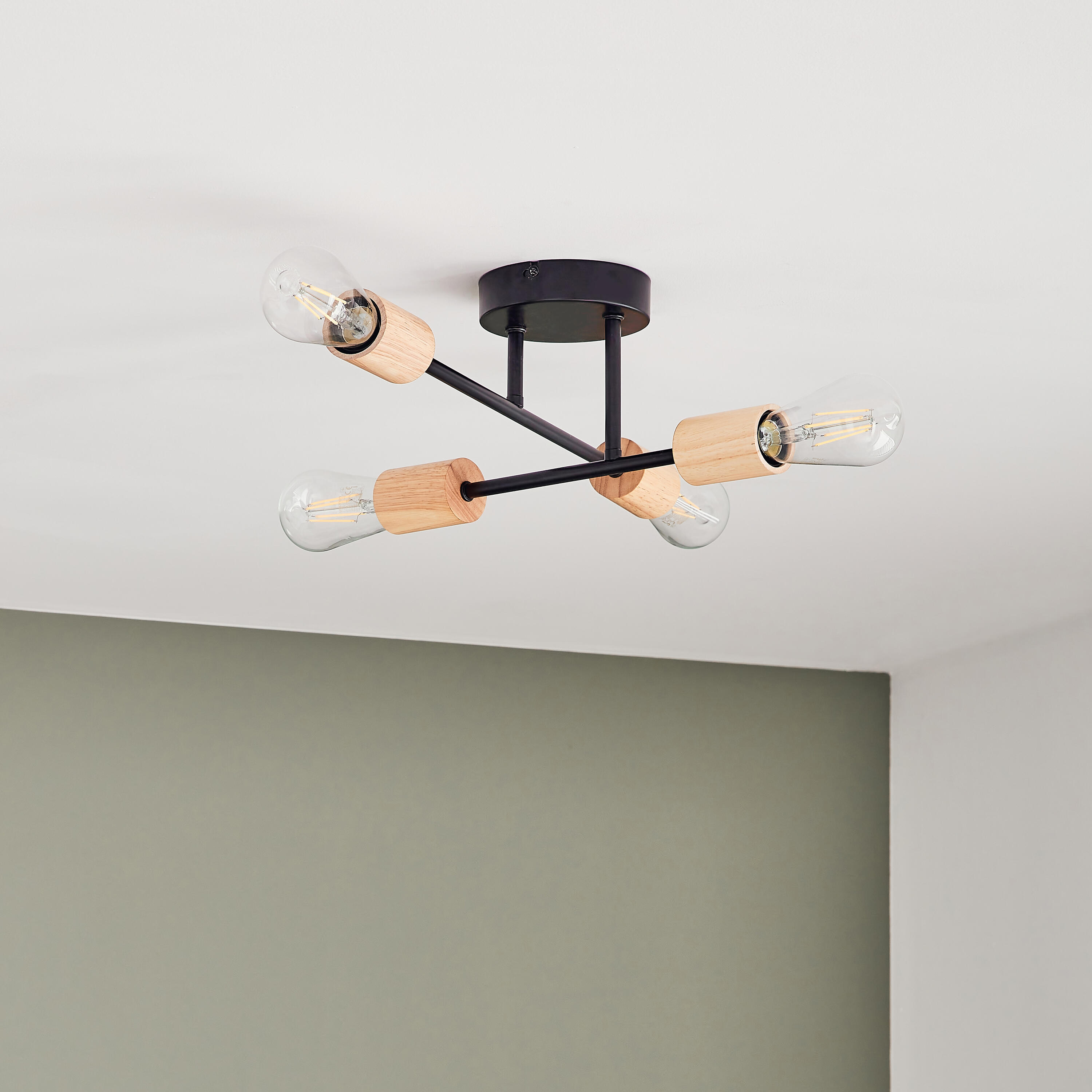 Lampa sufitowa Lina czarna bambus 4 x E27 Inspire - 3