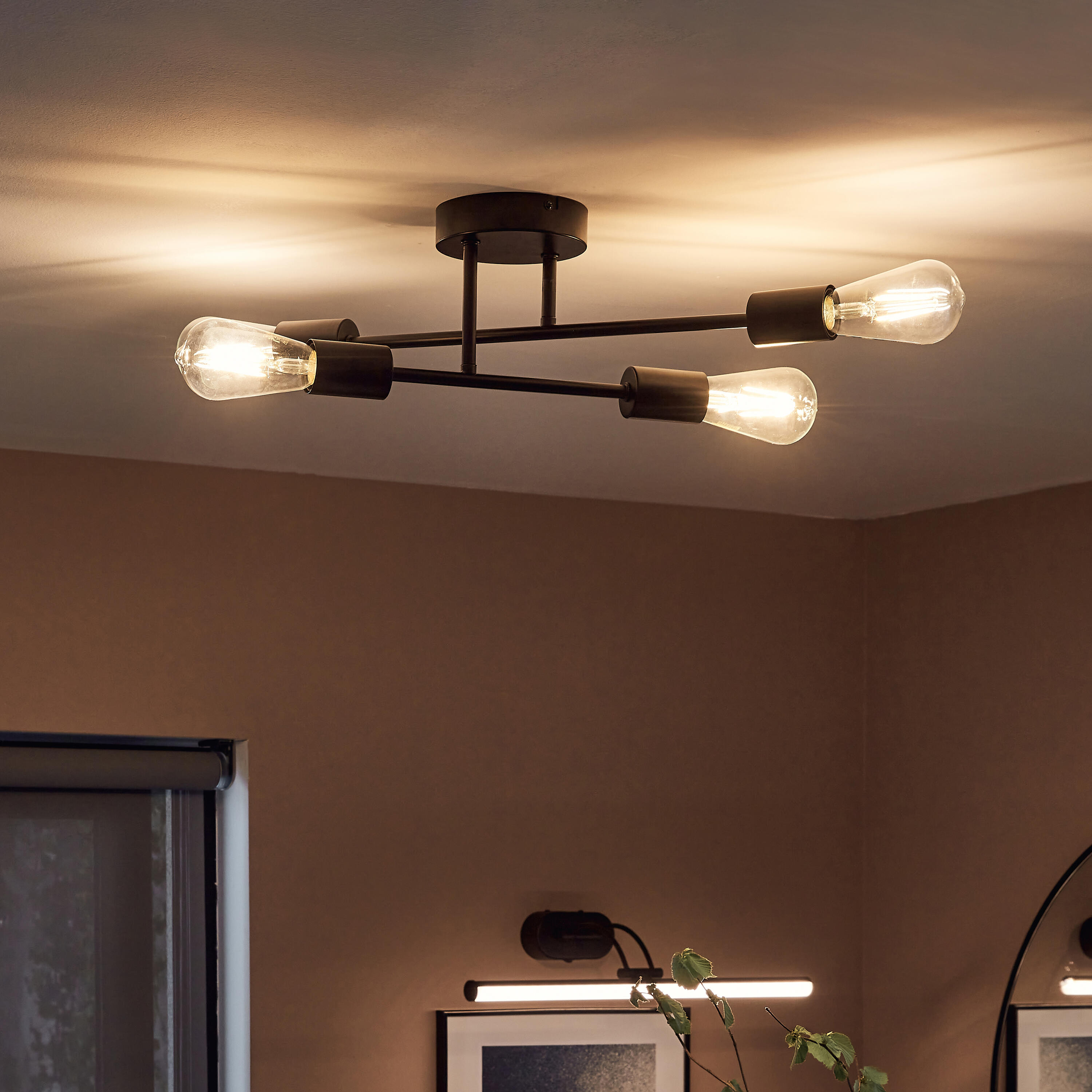 Plafoniera design Lina Ø 4.2 cm nero IP20, 4XE27 INSPIRE - 4