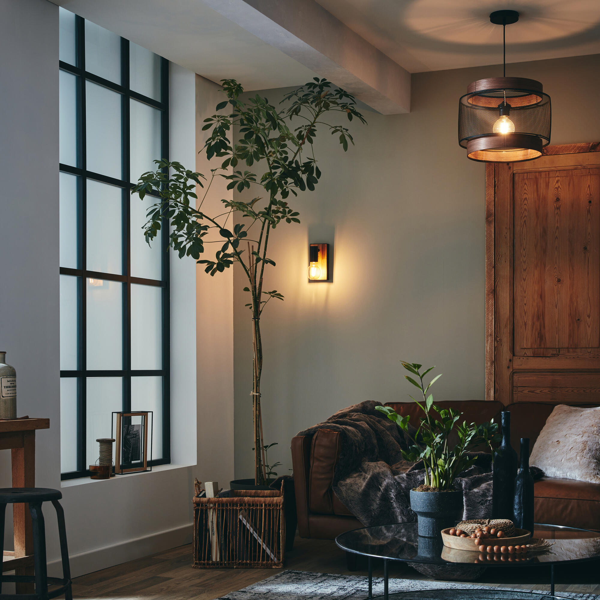 Lampa wisząca Taiga czarna z drewnem 3 x E27 Inspire - 5