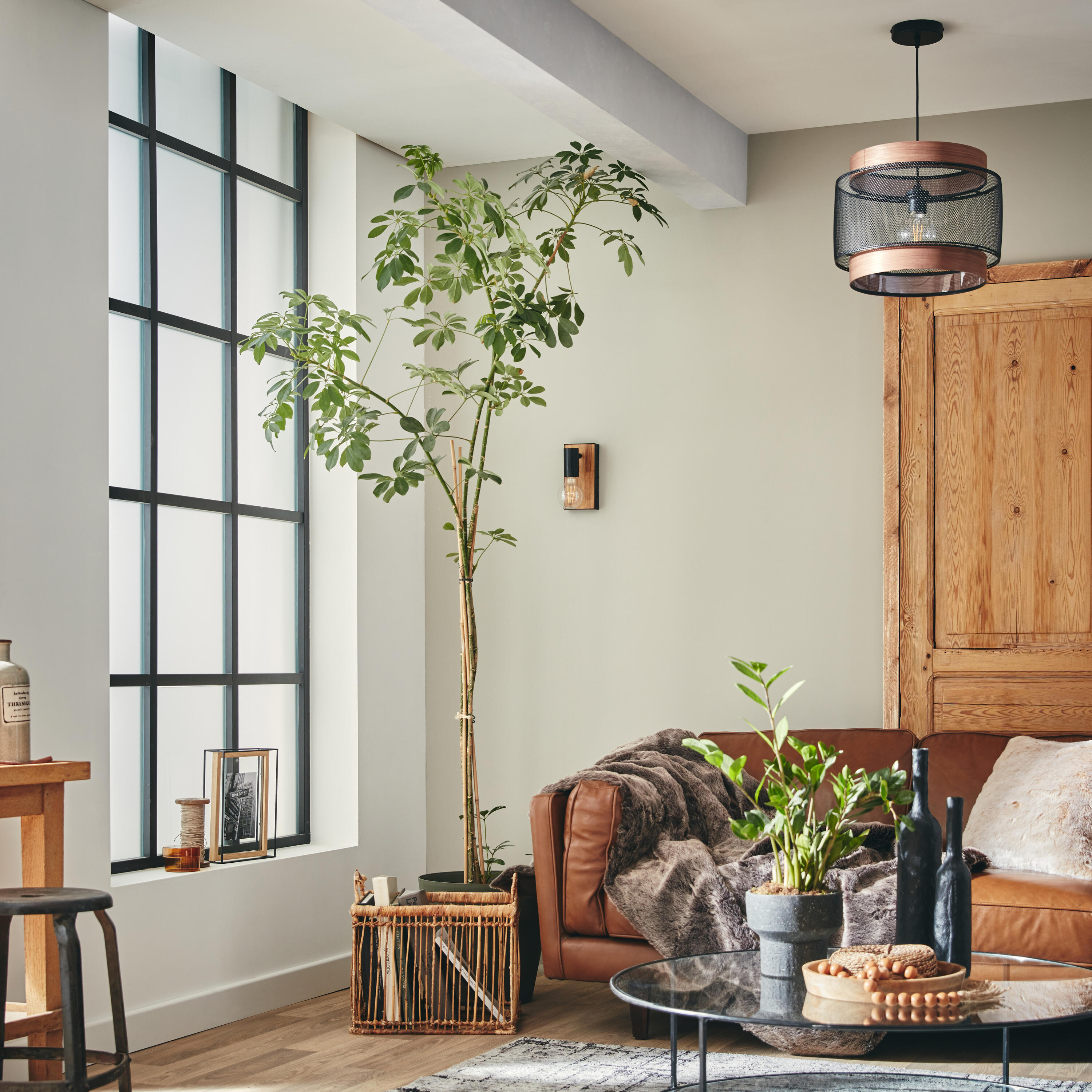 Lampa wisząca Taiga czarna z drewnem 3 x E27 Inspire - 4