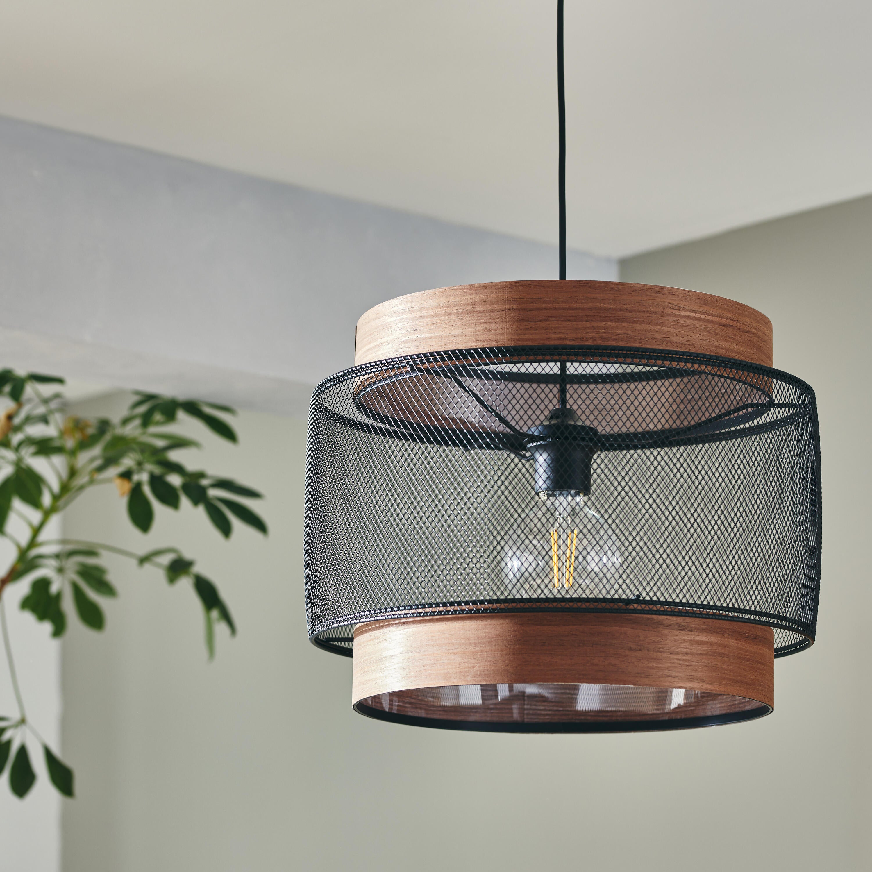 Lampa wisząca Taiga czarna z drewnem 3 x E27 Inspire - 15