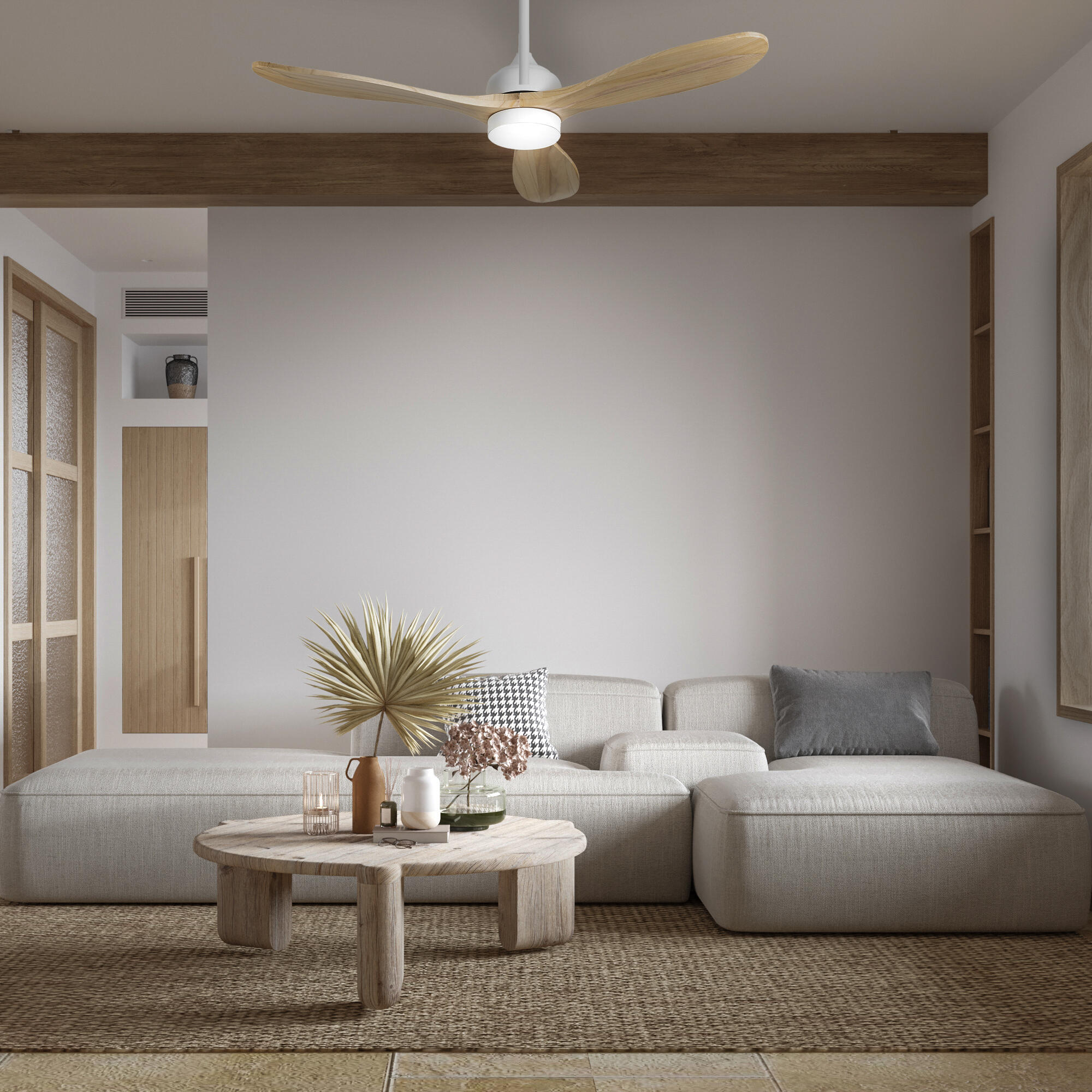Ventilateur de plafond LED, Calar, 132 cm, FORLIGHT, blanc et bois - 3