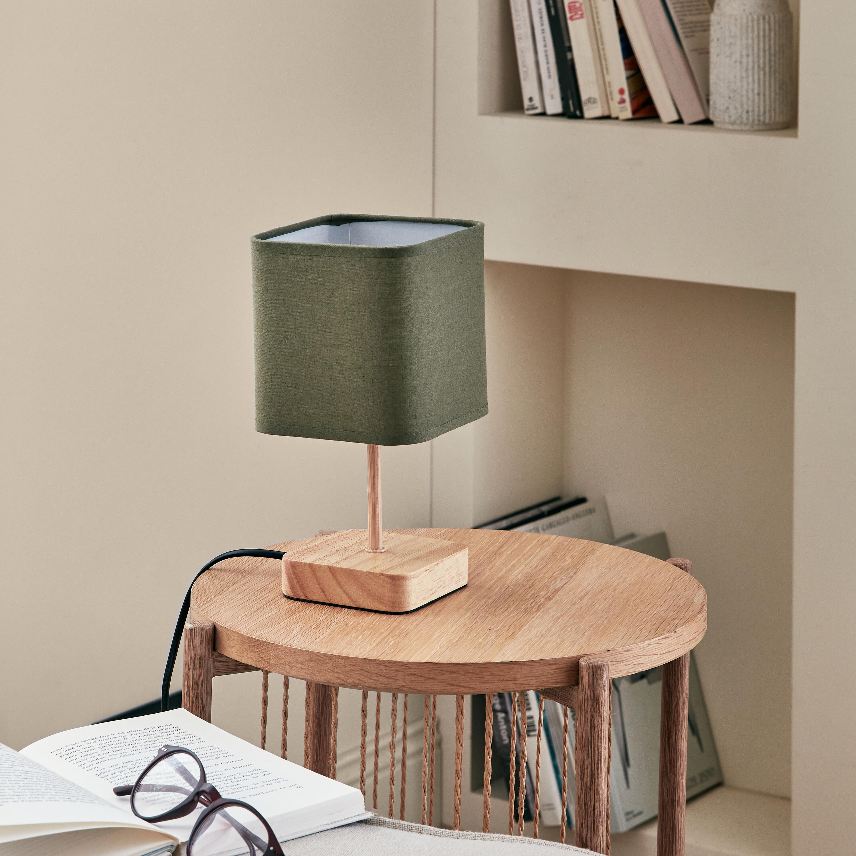 Lampada da tavolo natura Akora cotone E14 INSPIRE - 4