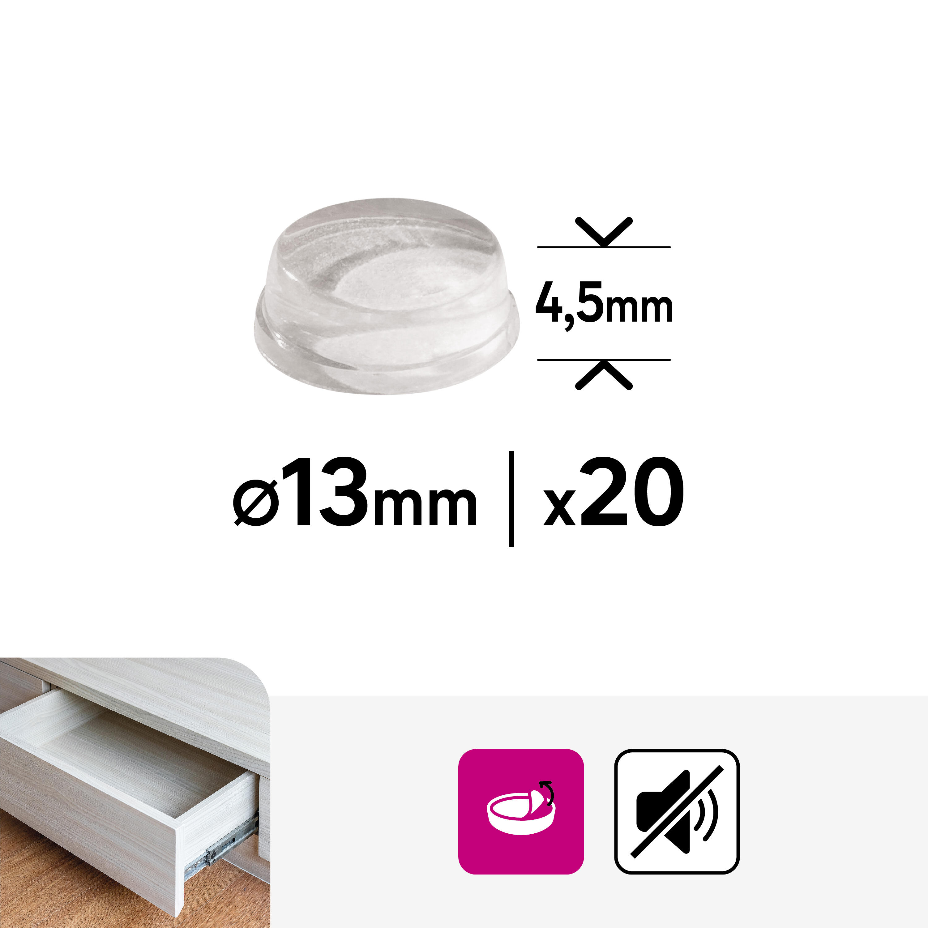 Odbojnik samoprzylepny do mebli 13 mm 20 szt. Standers - 6