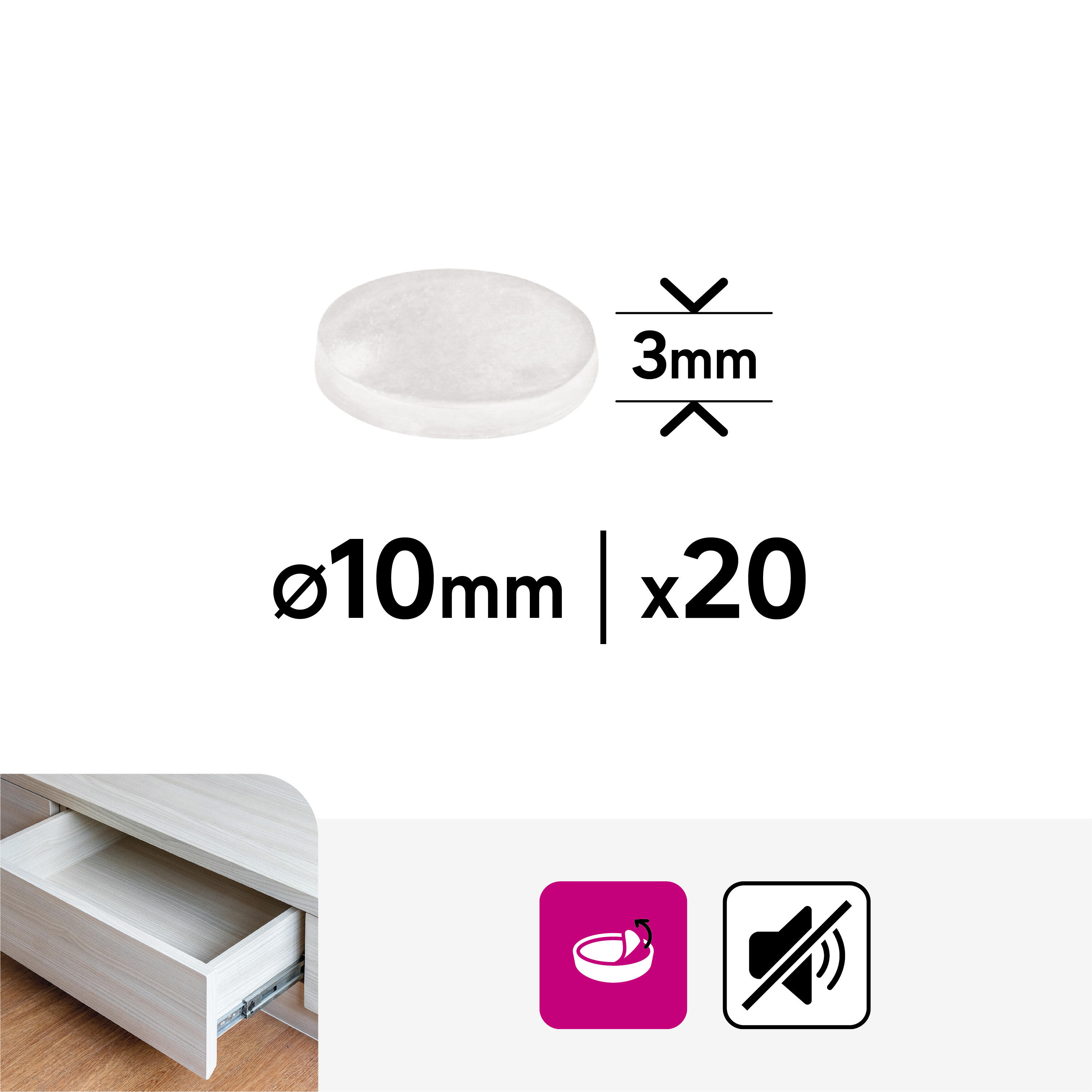 20 Gotas adesivas 10 mm transparente Standers - 2