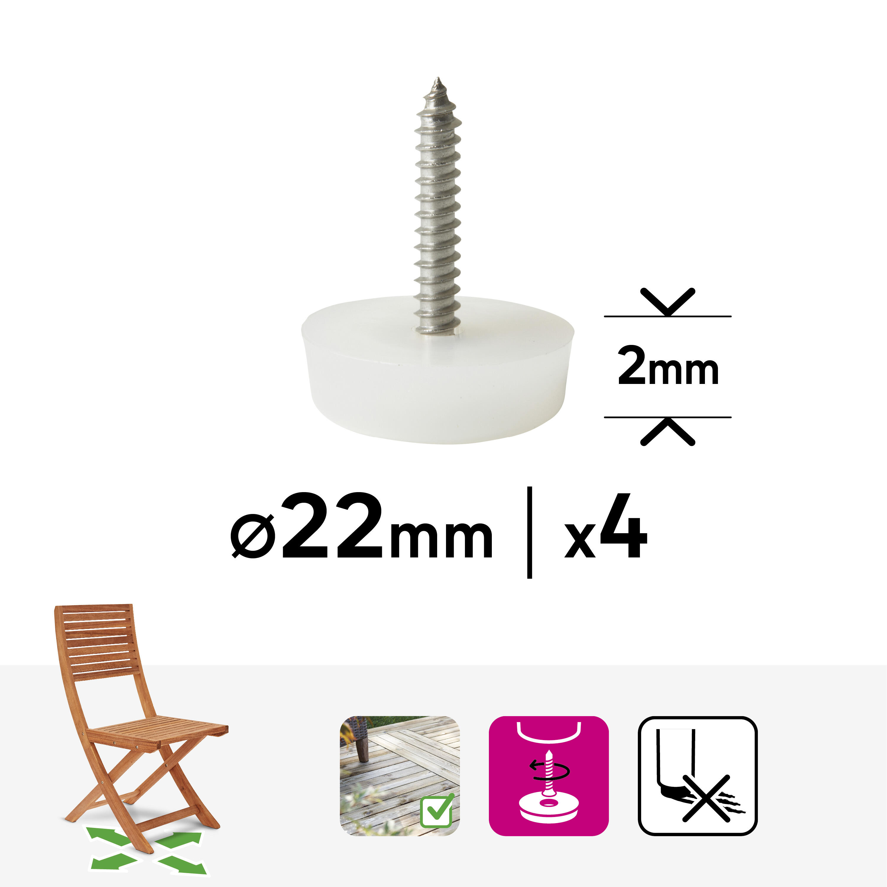 Podkładki na śrubę zewnętrzne 22 mm 4 szt. Standers - 8