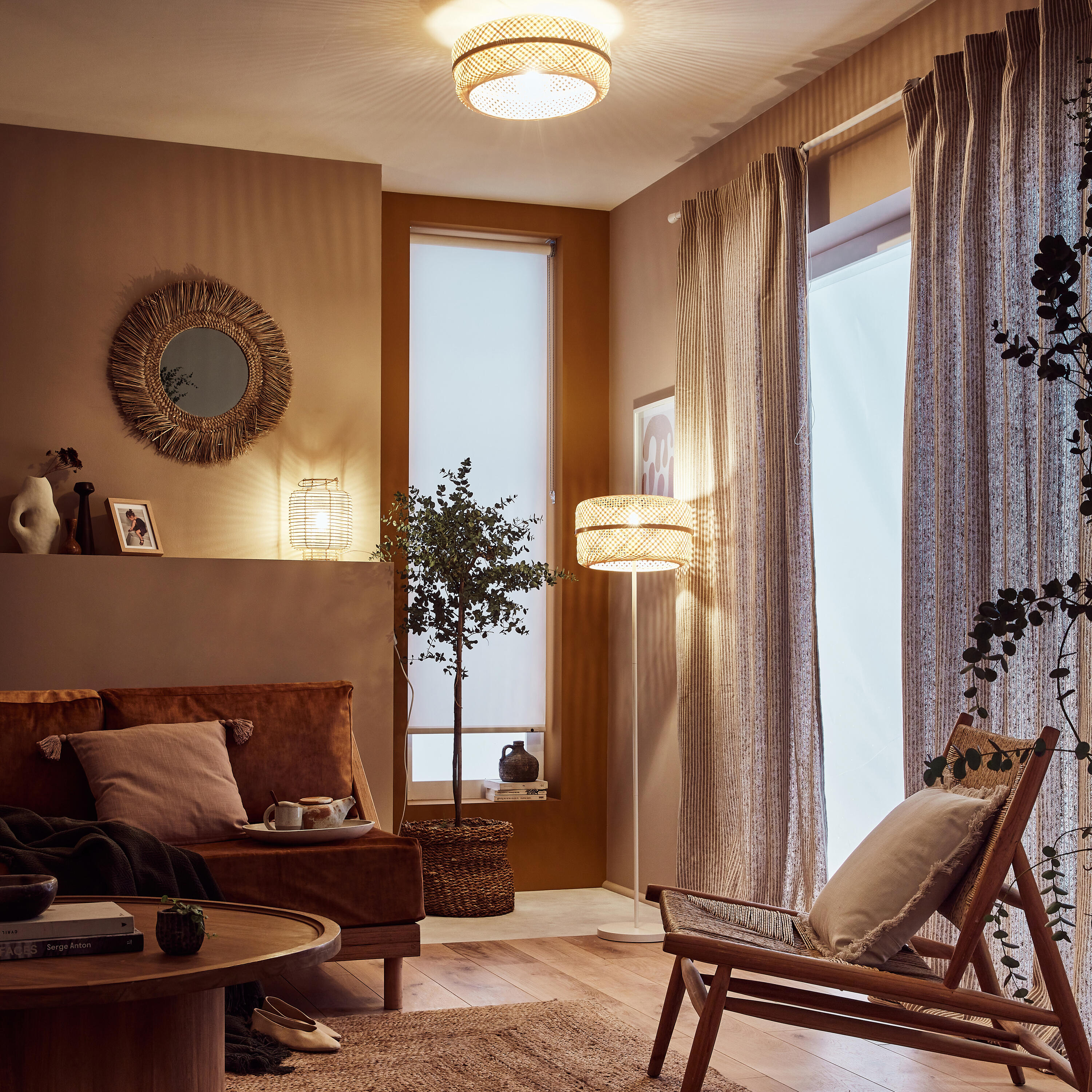 Lampa sufitowa Palanga biała bambus E27 Inspire - 4