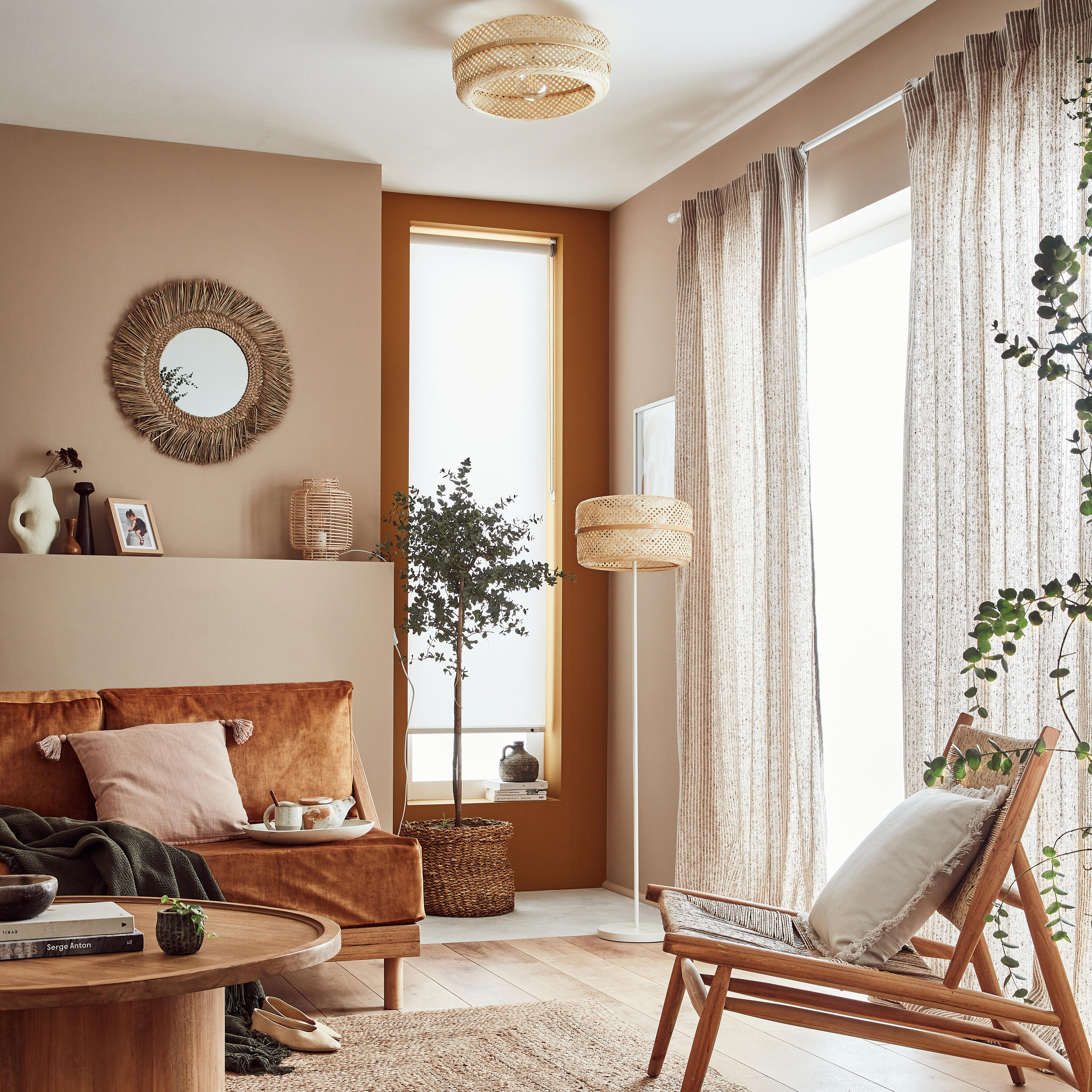 Plafonnier 1xE27, bambou, Palanga, INSPIRE D.45 cm - 5