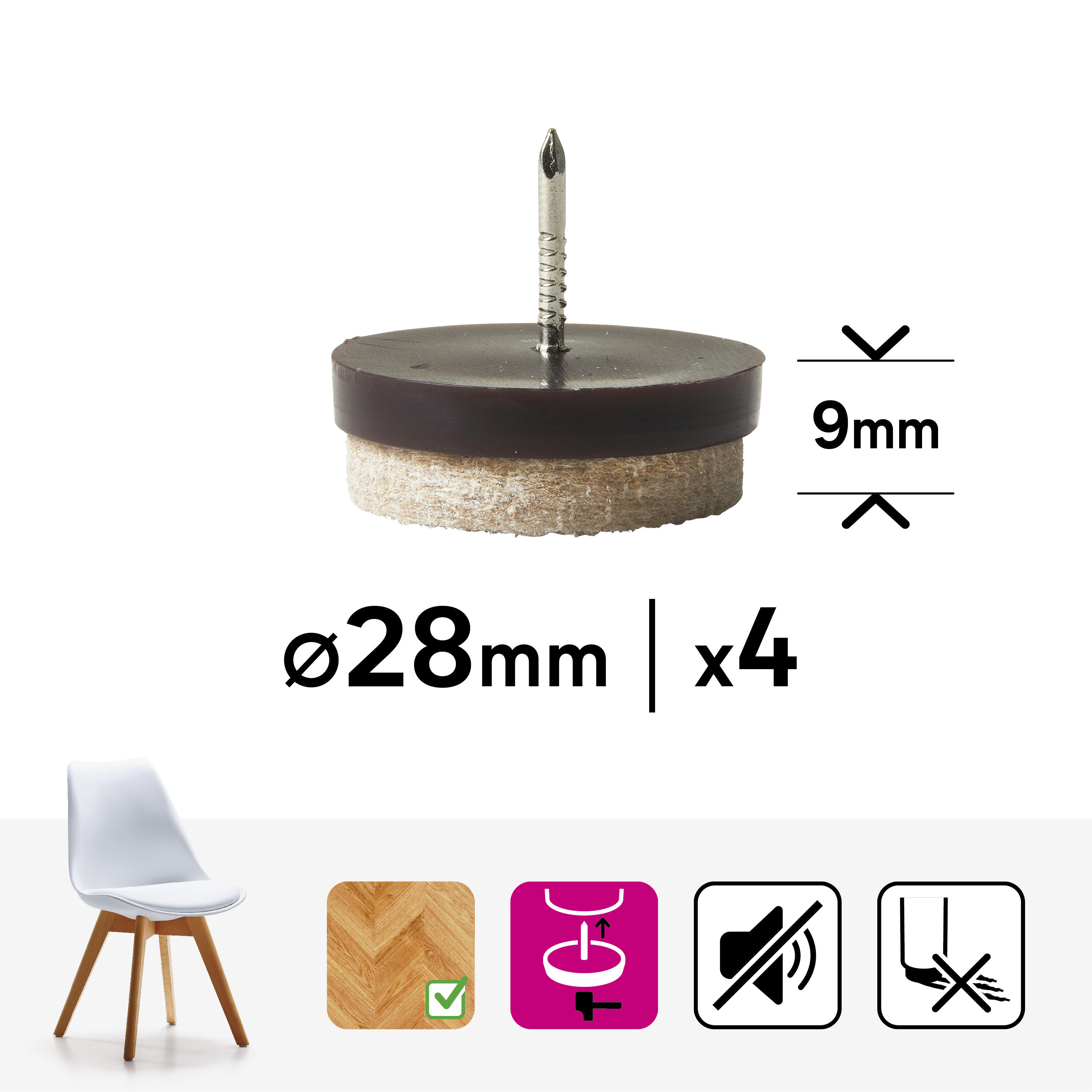 Podkładki pod meble zewnętrzne wbijane brązowe 28x28 mm 4 sztuki Standers - 19