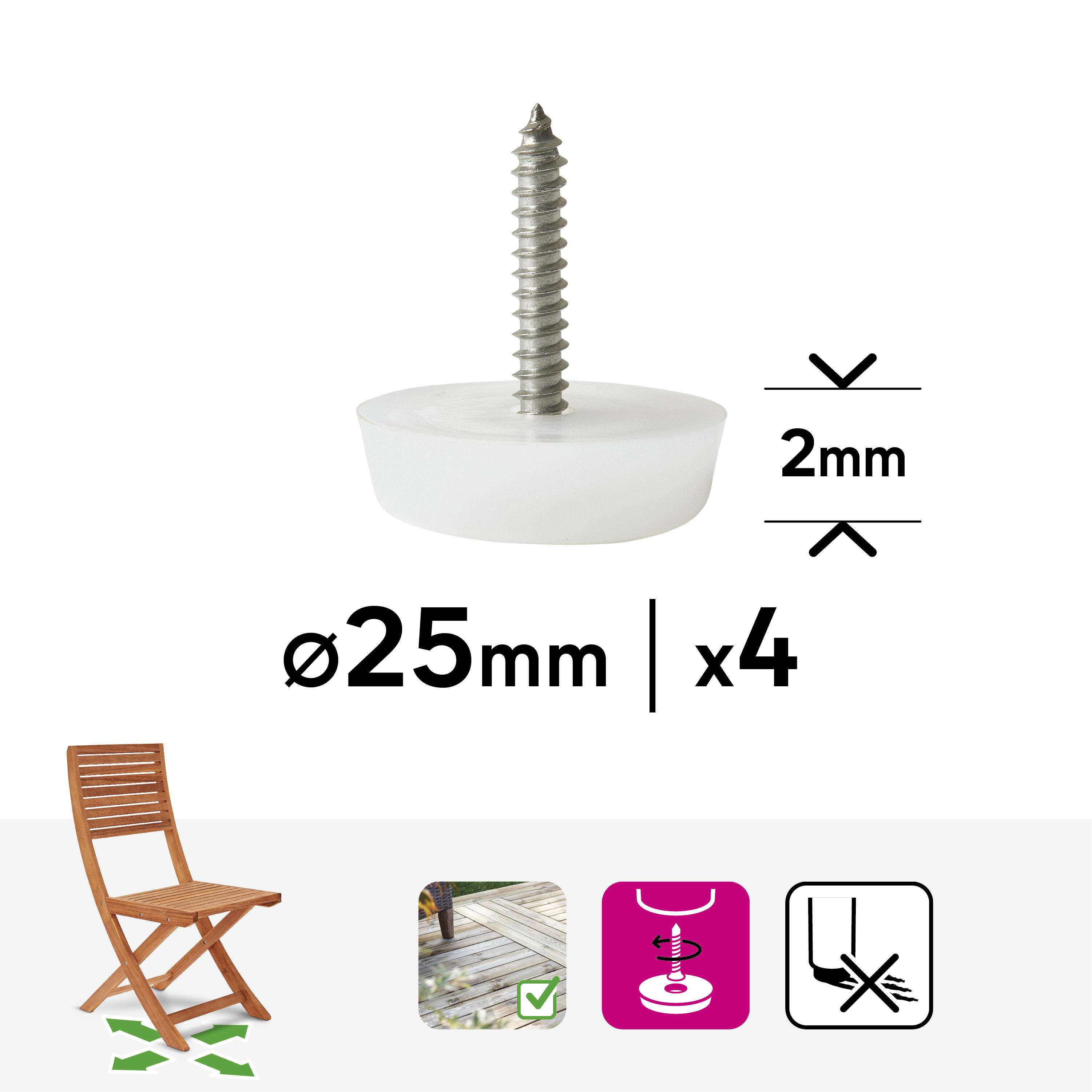 Podkładki na śrubę zewnętrzne 25 mm 4 szt. Standers - 8