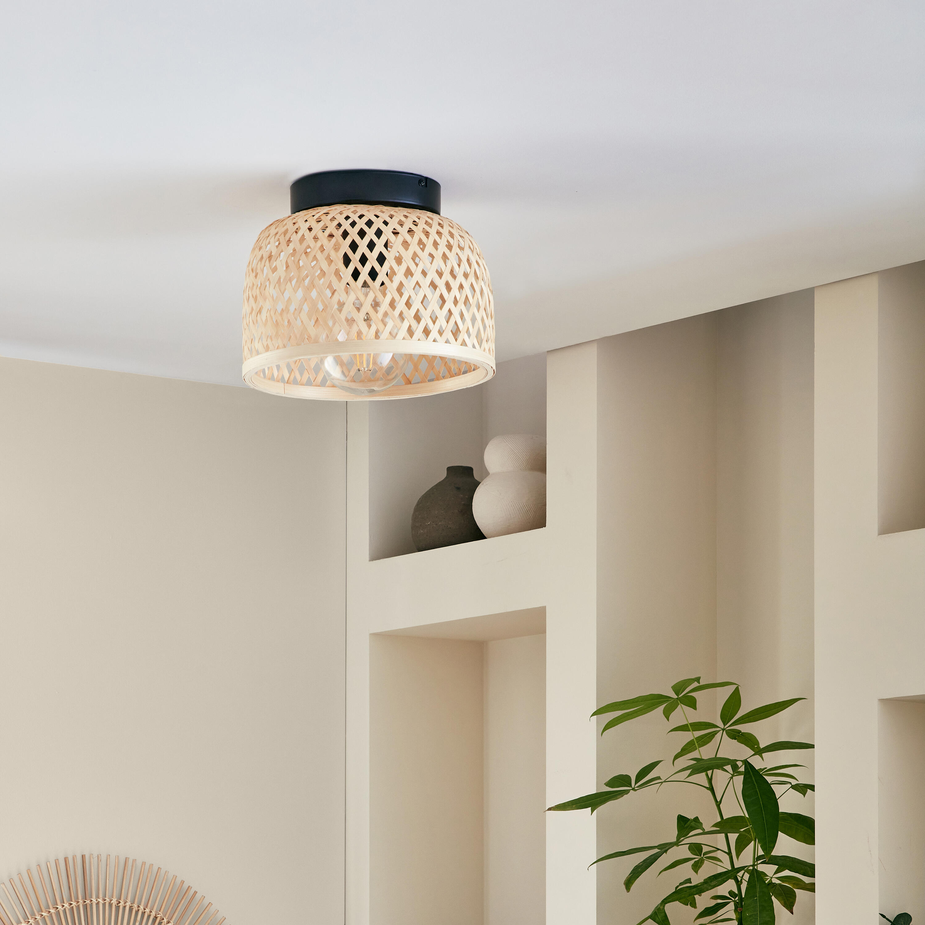 Lampa sufitowa Ninon czarna bambus E27 Inspire - 4