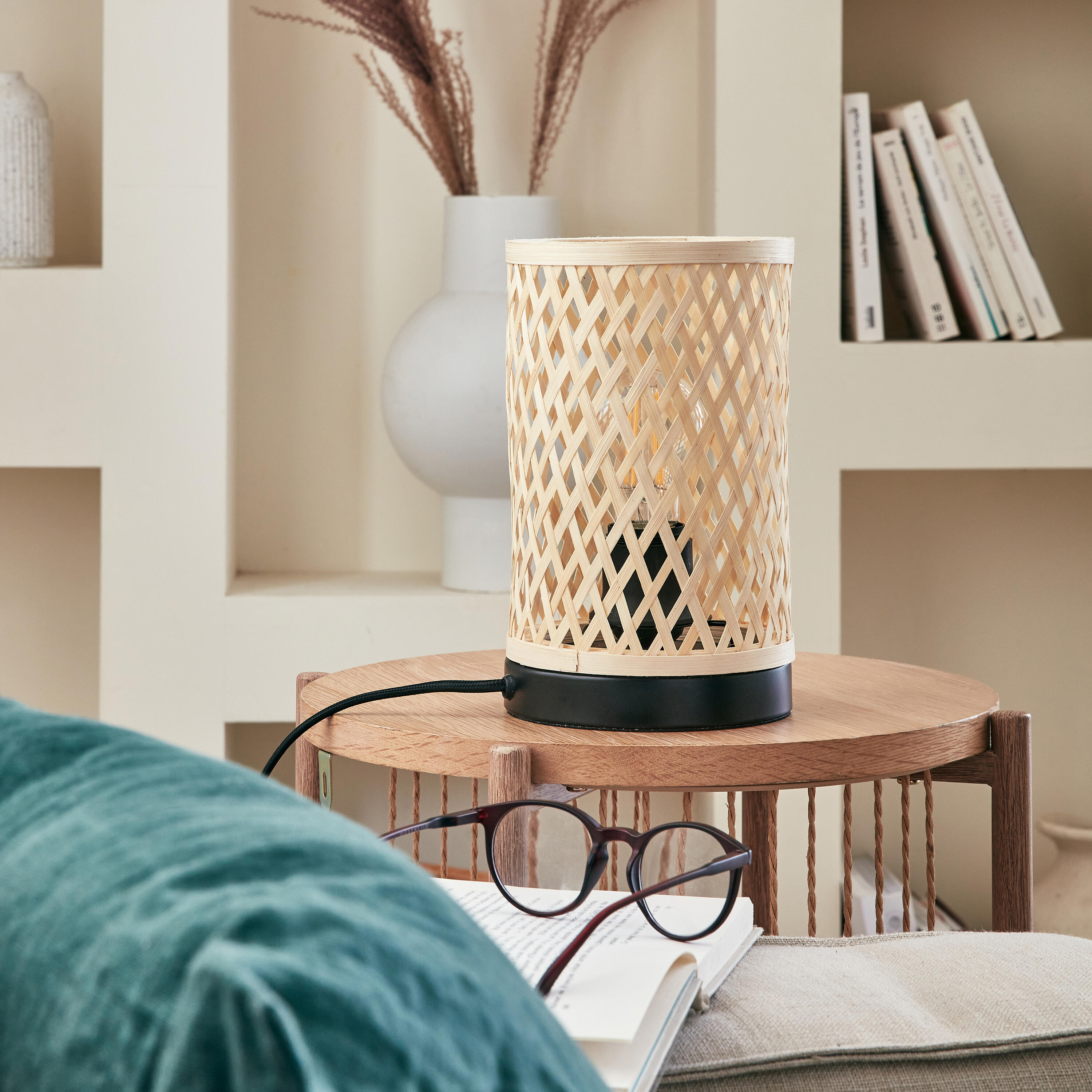 Candeeiro de mesa E27 1 luz bambo preto Inspire Ninon - 7