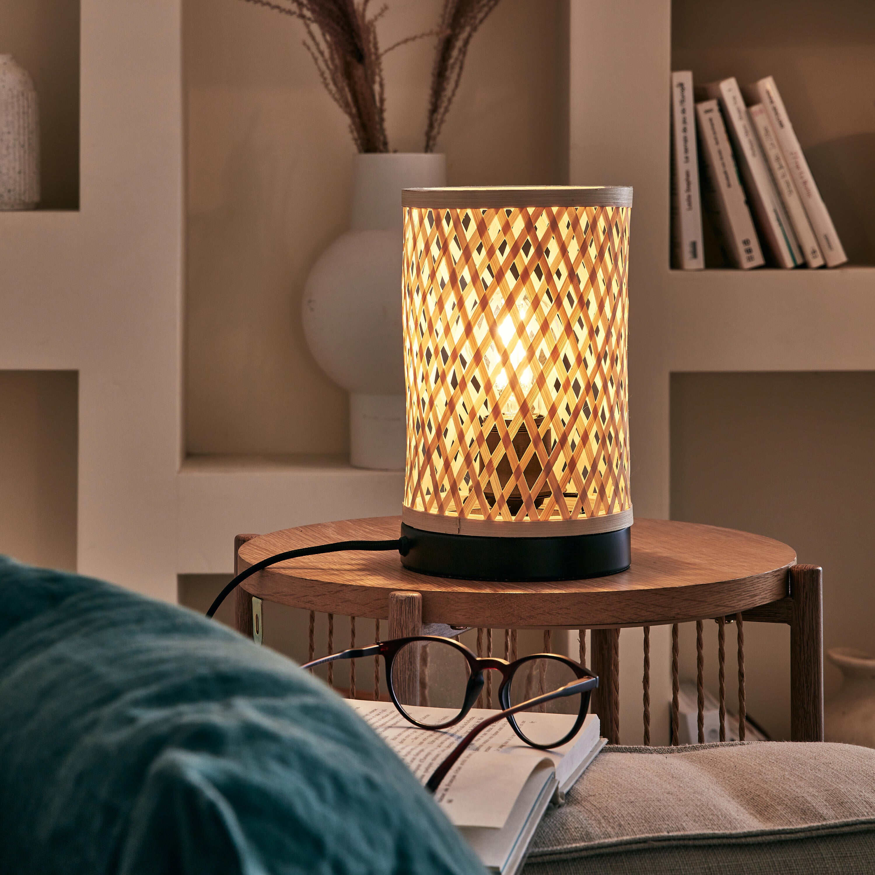 Lámpara de mesa ninon inspire e27 bambu natural