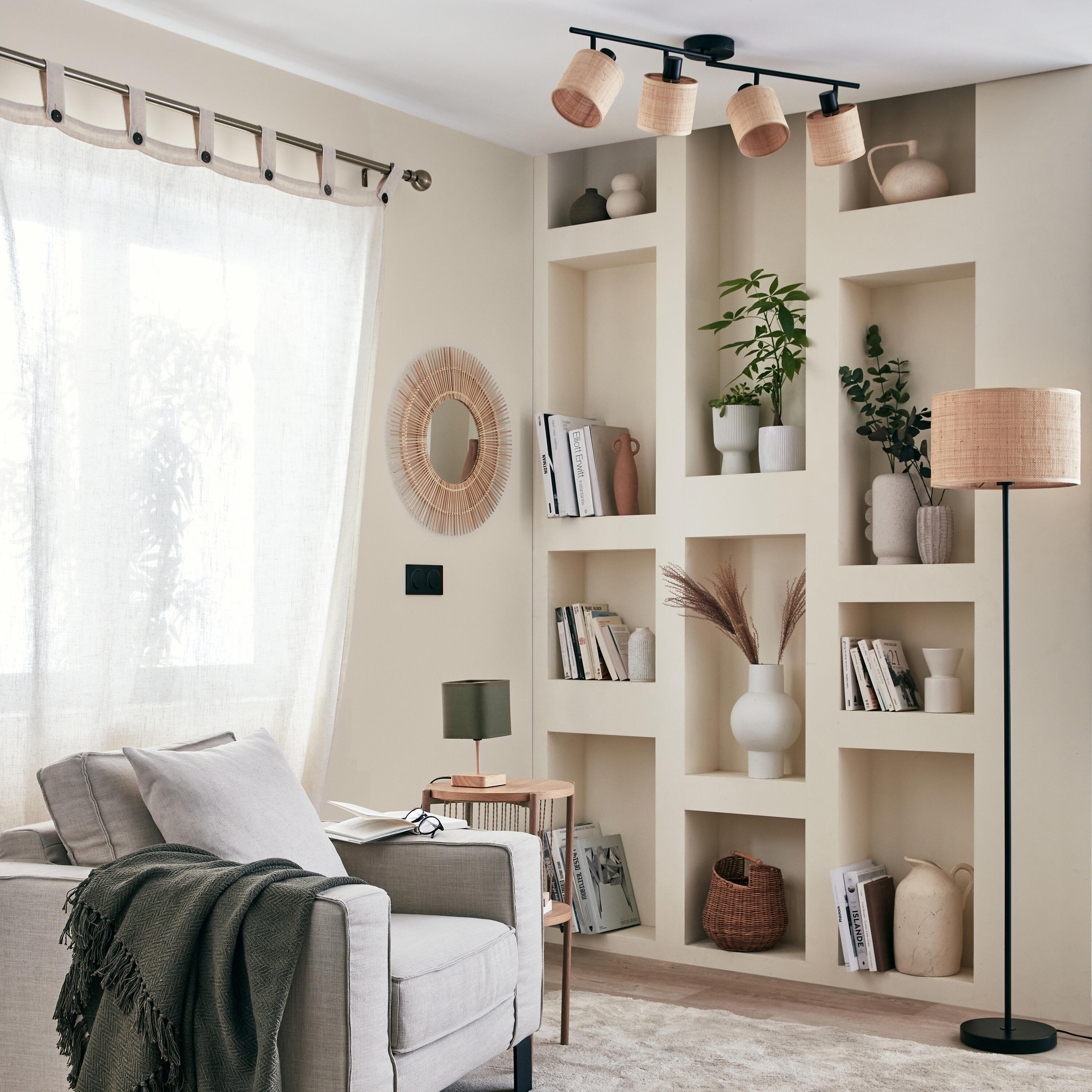 Lustro w bambusowej ramie Bamboo okrągłe śr. 55 cm Inspire - 9
