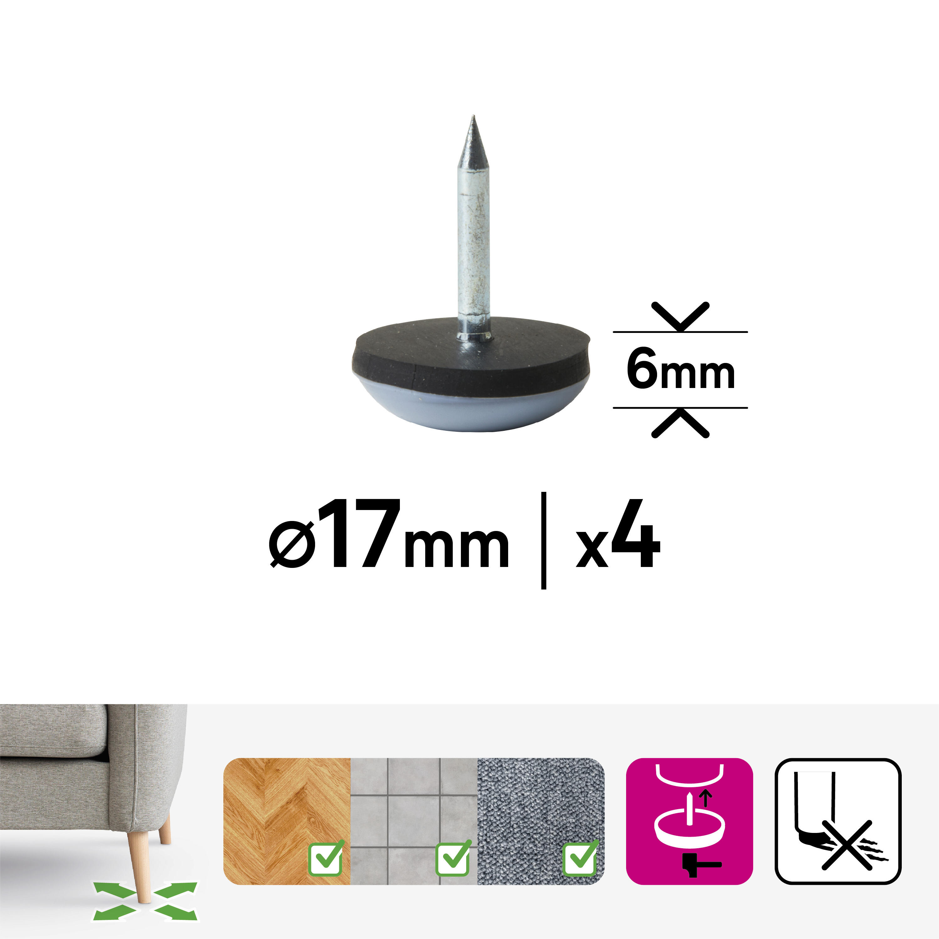 Podkładki pod meble zewnętrzne wbijane brązowe 28x28 mm 4 sztuki Standers - 18