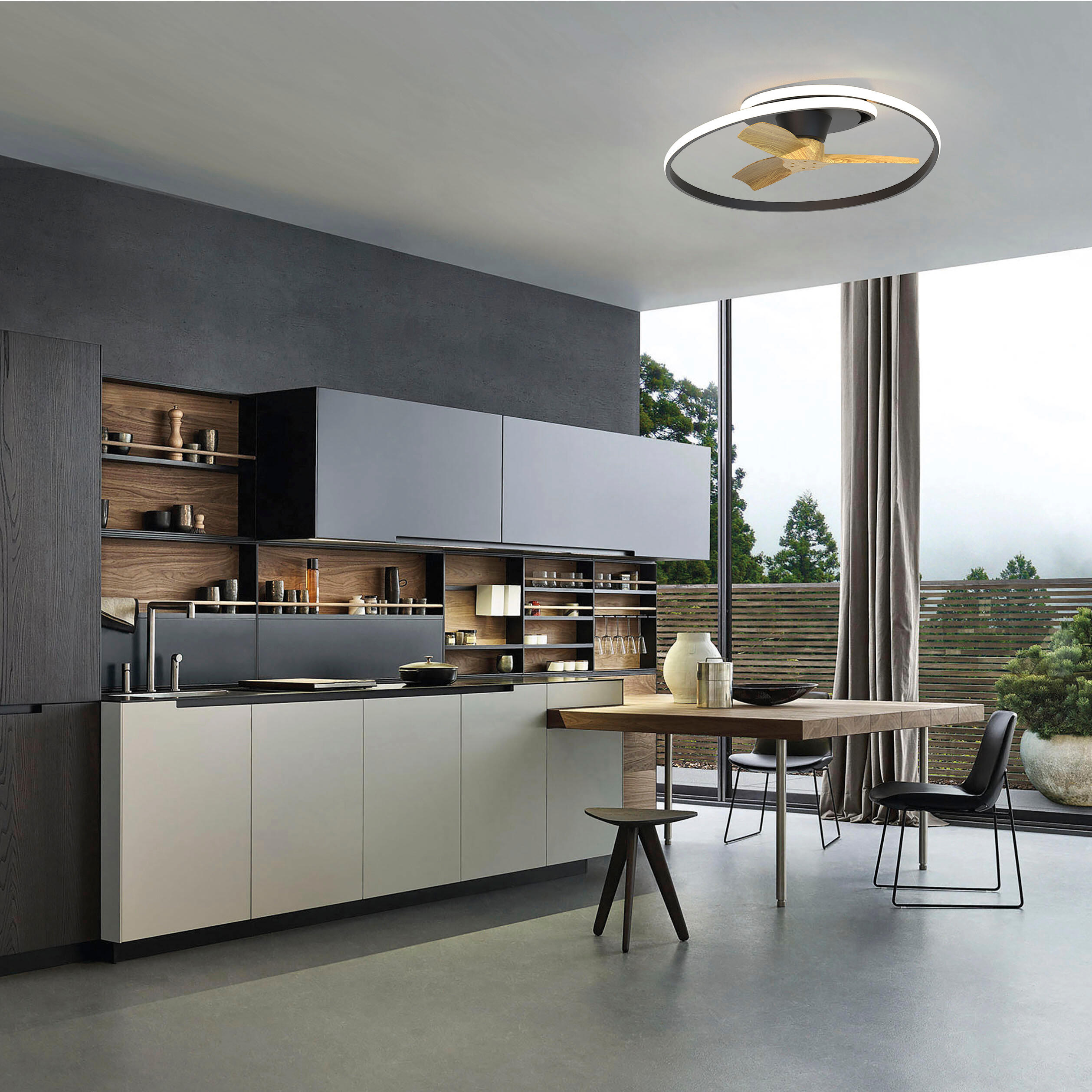 Ventilateur de plafond LED, Ocean, 78 cm, MANTRA, noir et hêtre - 3