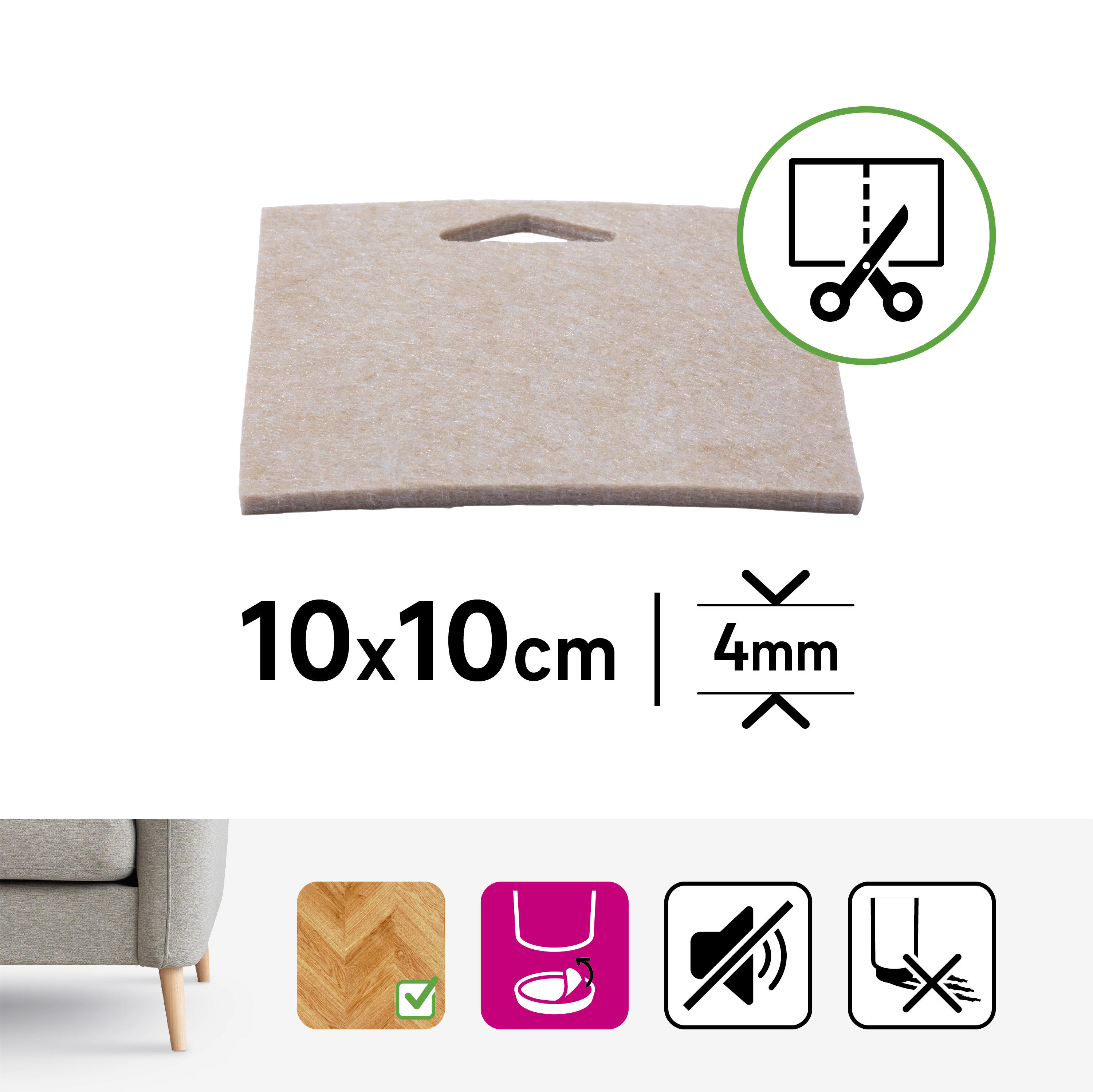 Podkładka filcowa samoprzylepna do cięcia 100 x 100 mm 1 szt. Standers - 9