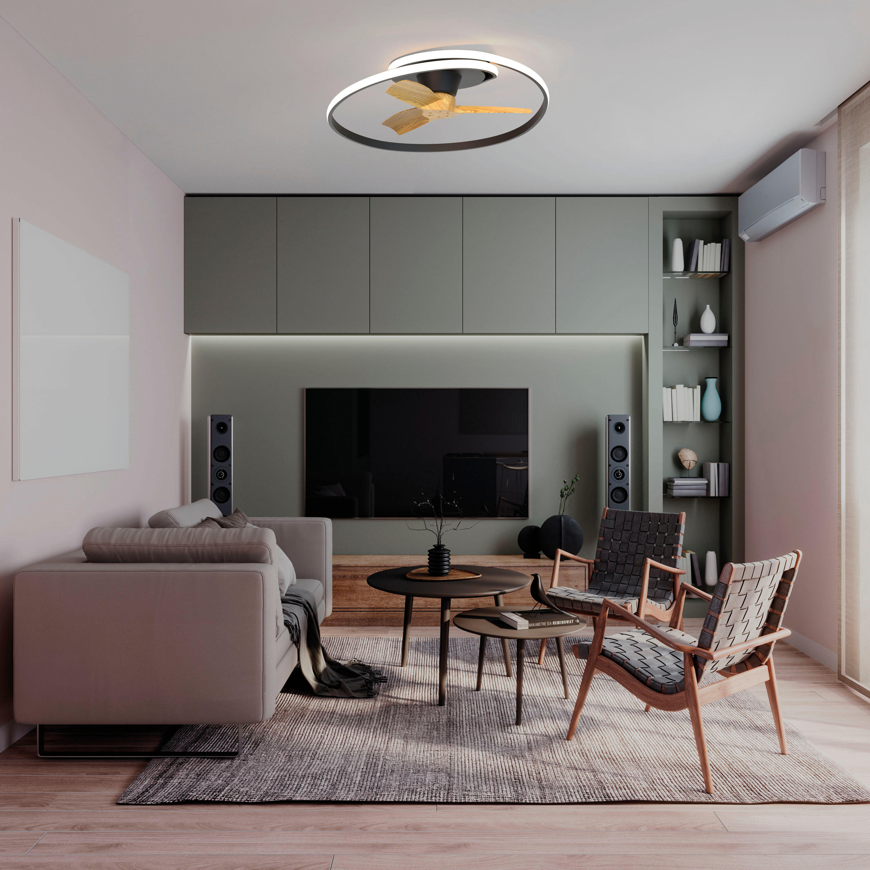 Ventilateur de plafond LED, Ocean, 78 cm, MANTRA, noir et hêtre - 2