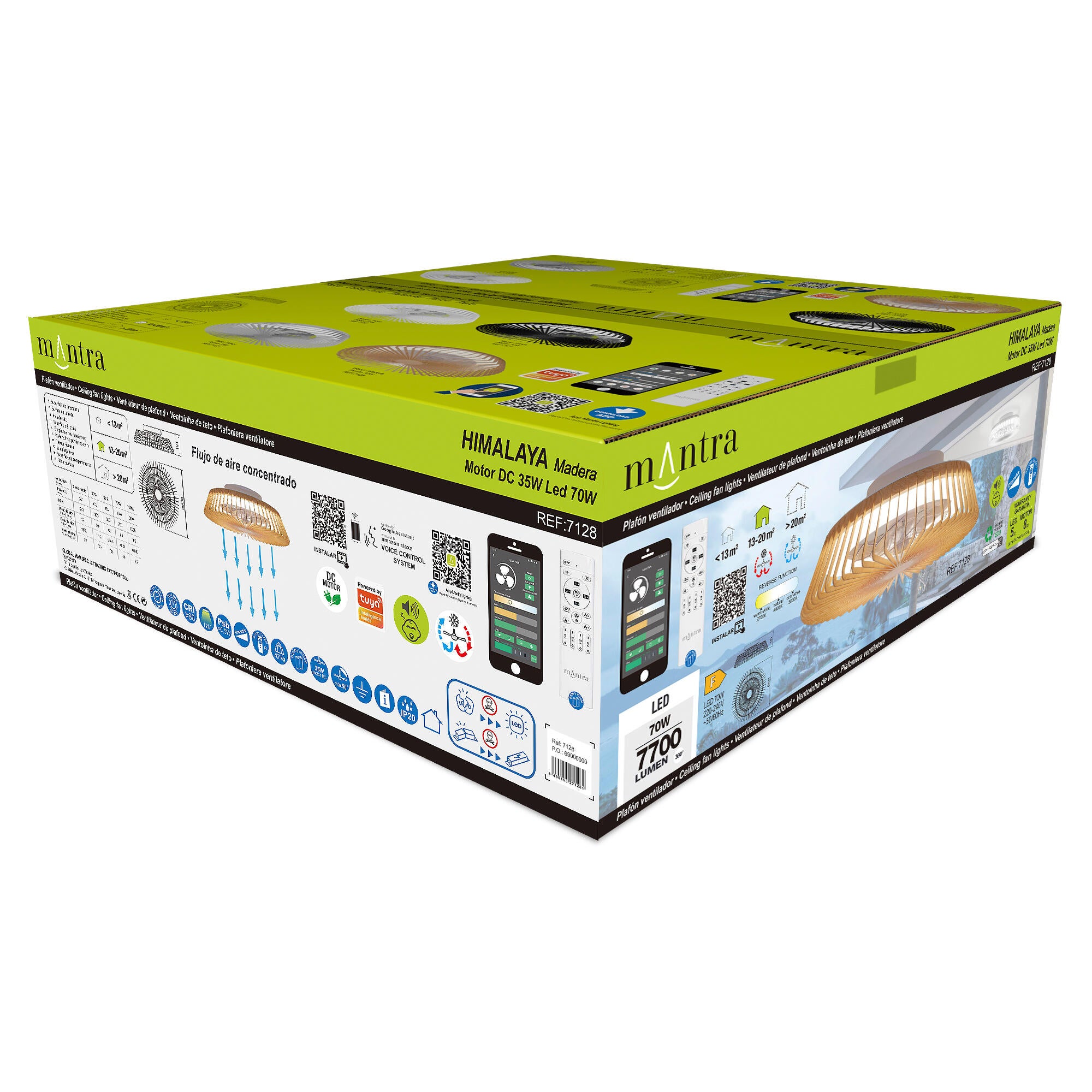 Ventilateur de plafond LED, Himalaya, 63 cm, MANTRA, bois - 4