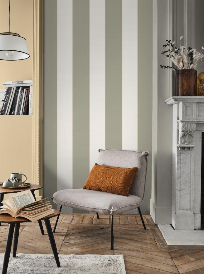 Papier peint intissé Rayure linéa INSPIRE vert céladon - 4