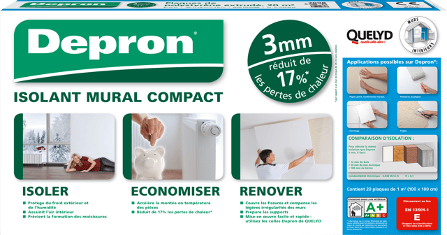 20 plaques isolant en polystyrène extrudé DEPRON l.1 m x L.1 m x Ep.3 mm, 20m²