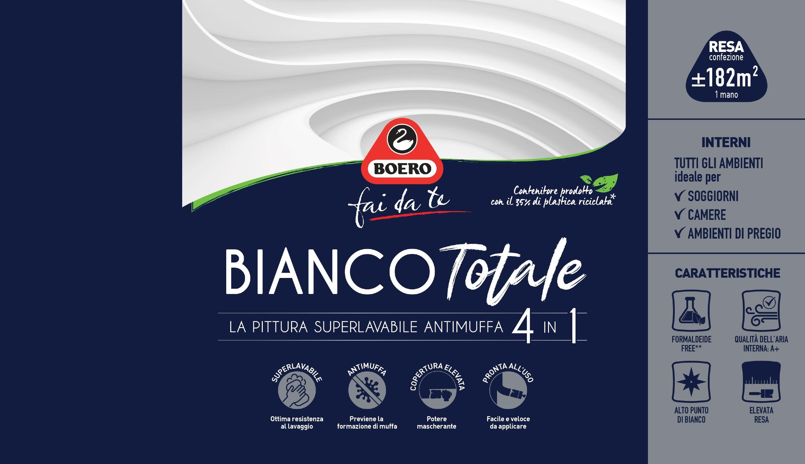 Pittura per interni antimuffa, BOERO FAI DA TE Biancototale bianco opaco, 14 L - 2