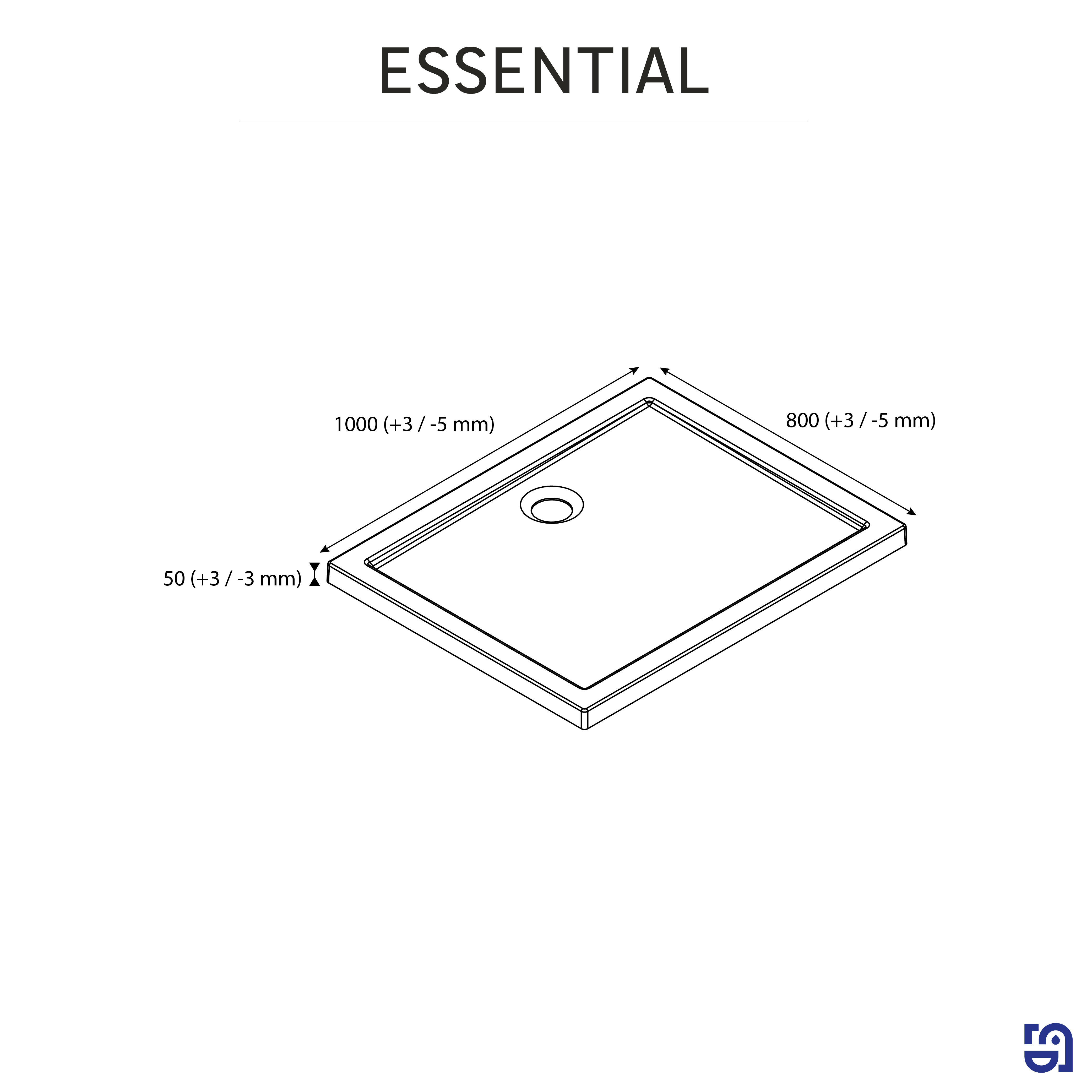 Base de duche SENSEA ESSENTIAL BRANCA 100X80 CM RETANGULAR - 8