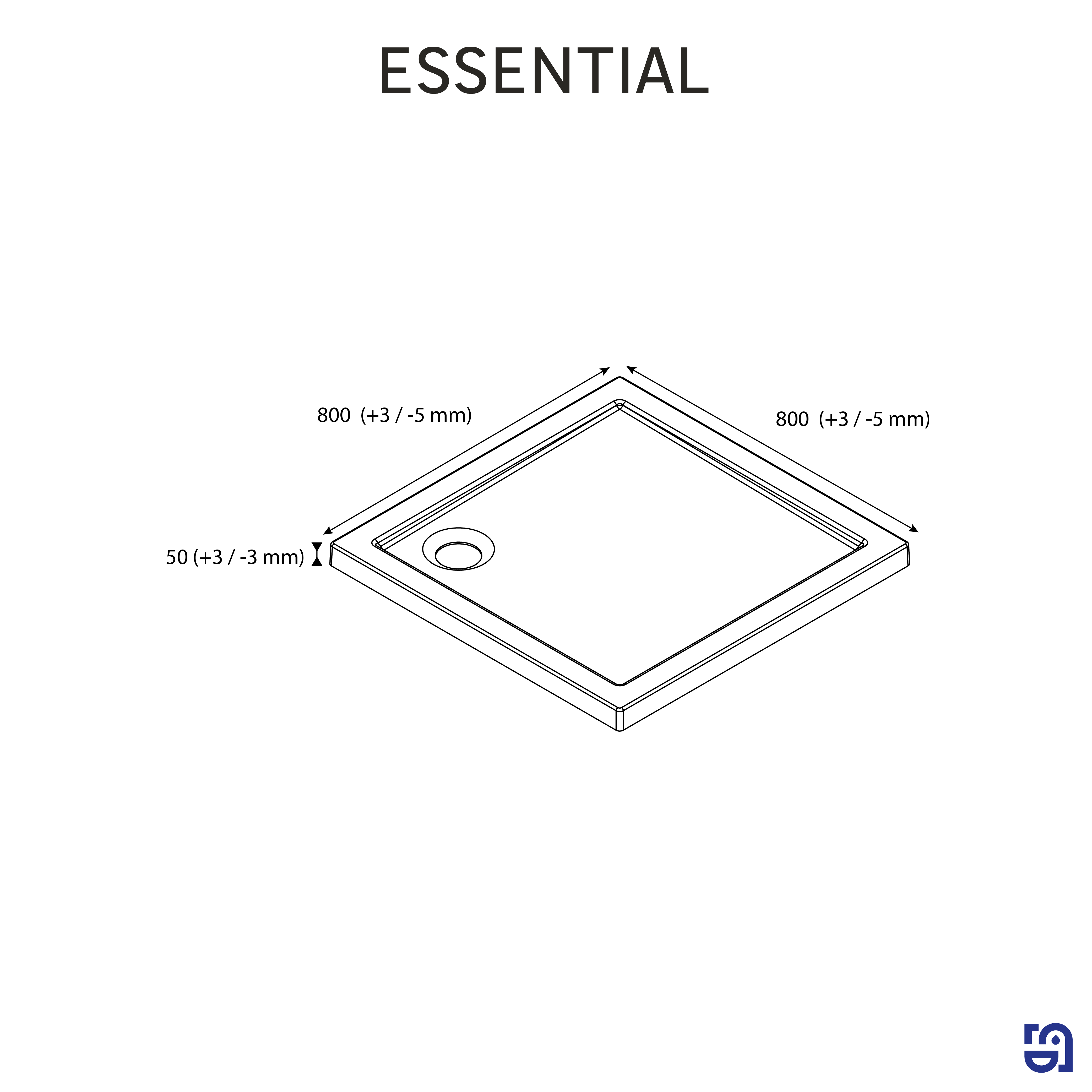 Base de duche 80x80 cm branco Sensea Essential - 8